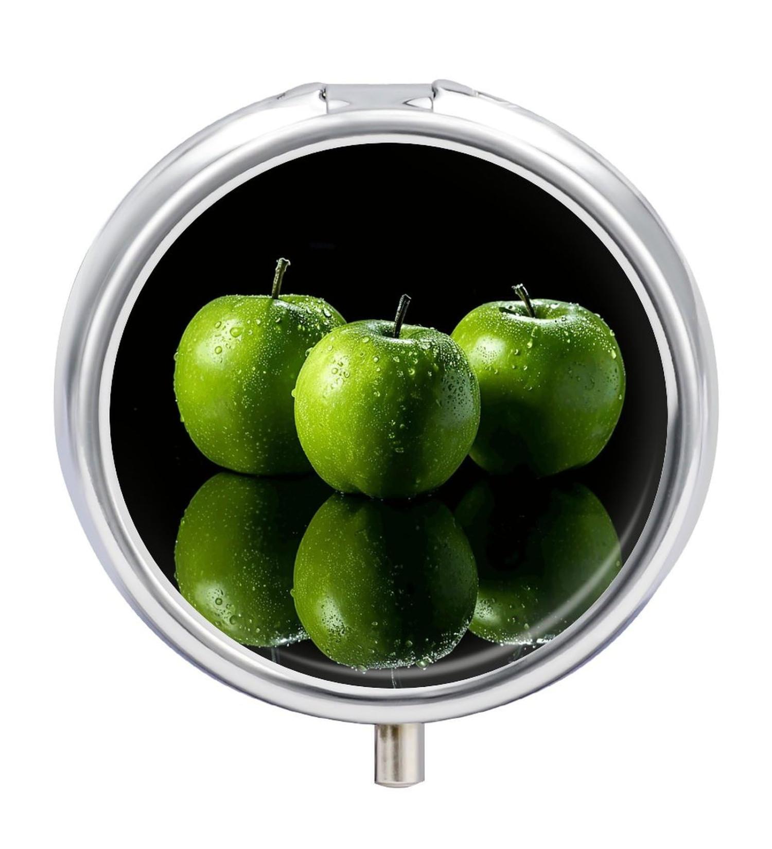 Travel Pill Box - 3 Compartment Portable Medicine Organizer with Green Fruits Design - Ideal for Purse & Pocket - Buy Online on GoSupps.com