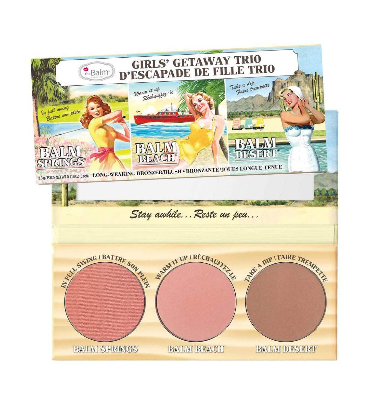 theBalm Highlighting Powder Cheek Palette  Face Sculpting Kit  Fade Resistant Blushes/Bronzers  Balm (Springs  Beach and Desert)  0.16 ounces