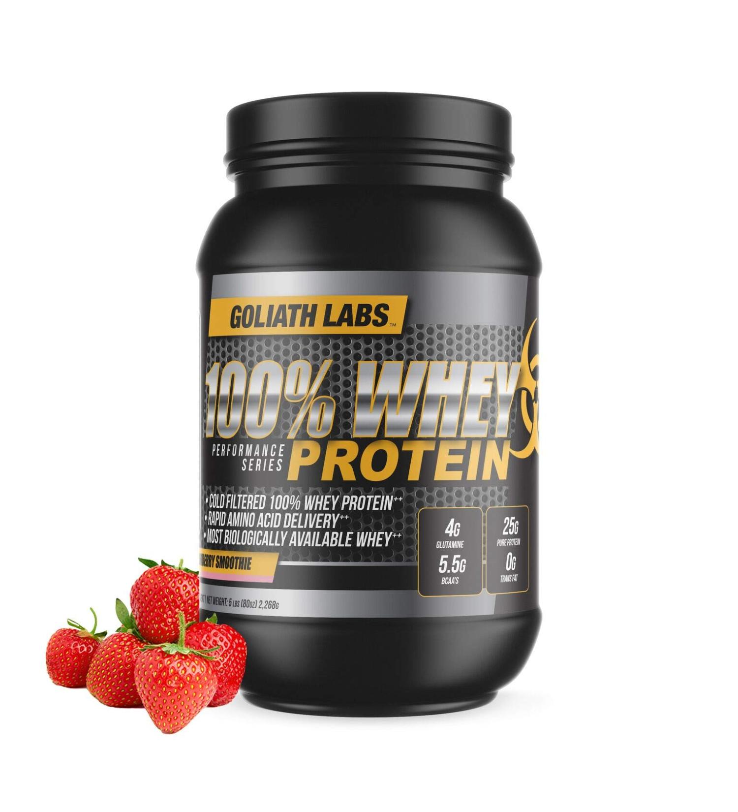 Goliath Labs Whey Protein (10 lbs, Strawberry) Strawberry 10 Pound (Pack of 2) - Buy Online on GoSupps.com