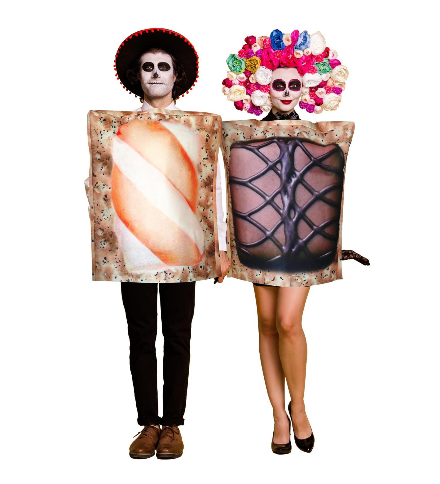Toulite 2 Pcs Couples Halloween Costumes for Adults Funny Food Couples Costume Butter and Jelly Costume Frame Painting Outfit Chocolate - Buy Online on GoSupps.com