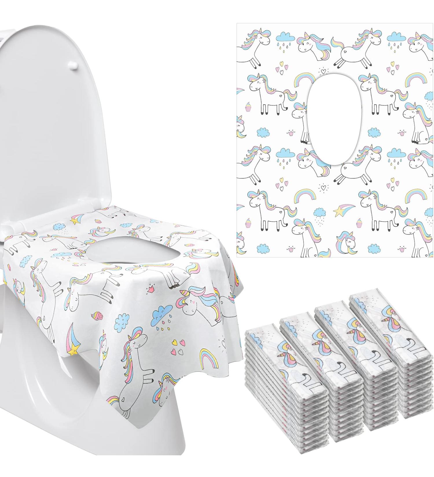 40 Pcs Extra Large Disposable Toilet Seat Covers for Kids - Unicorn Style | Individually Wrapped Potty Training Liners for Travel - Buy Online on GoSupps.com