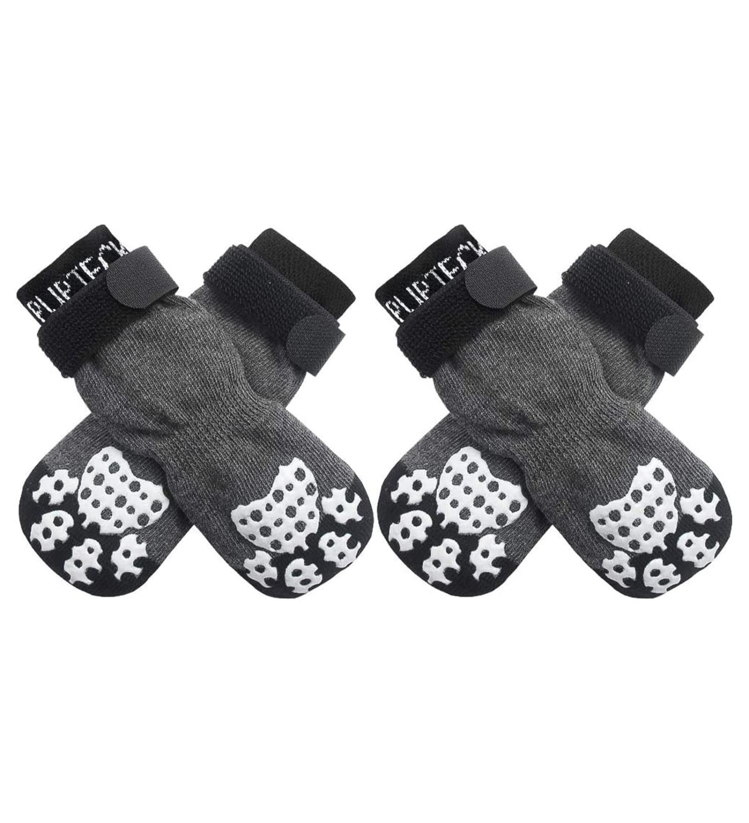 Buy Pupeck Double-Sided Anti-Slip Dog Socks - X-Large (2 Pairs) | Adjustable Straps for Paw Protection & Traction on Hardwood Floors - Buy Online on GoSupps.com