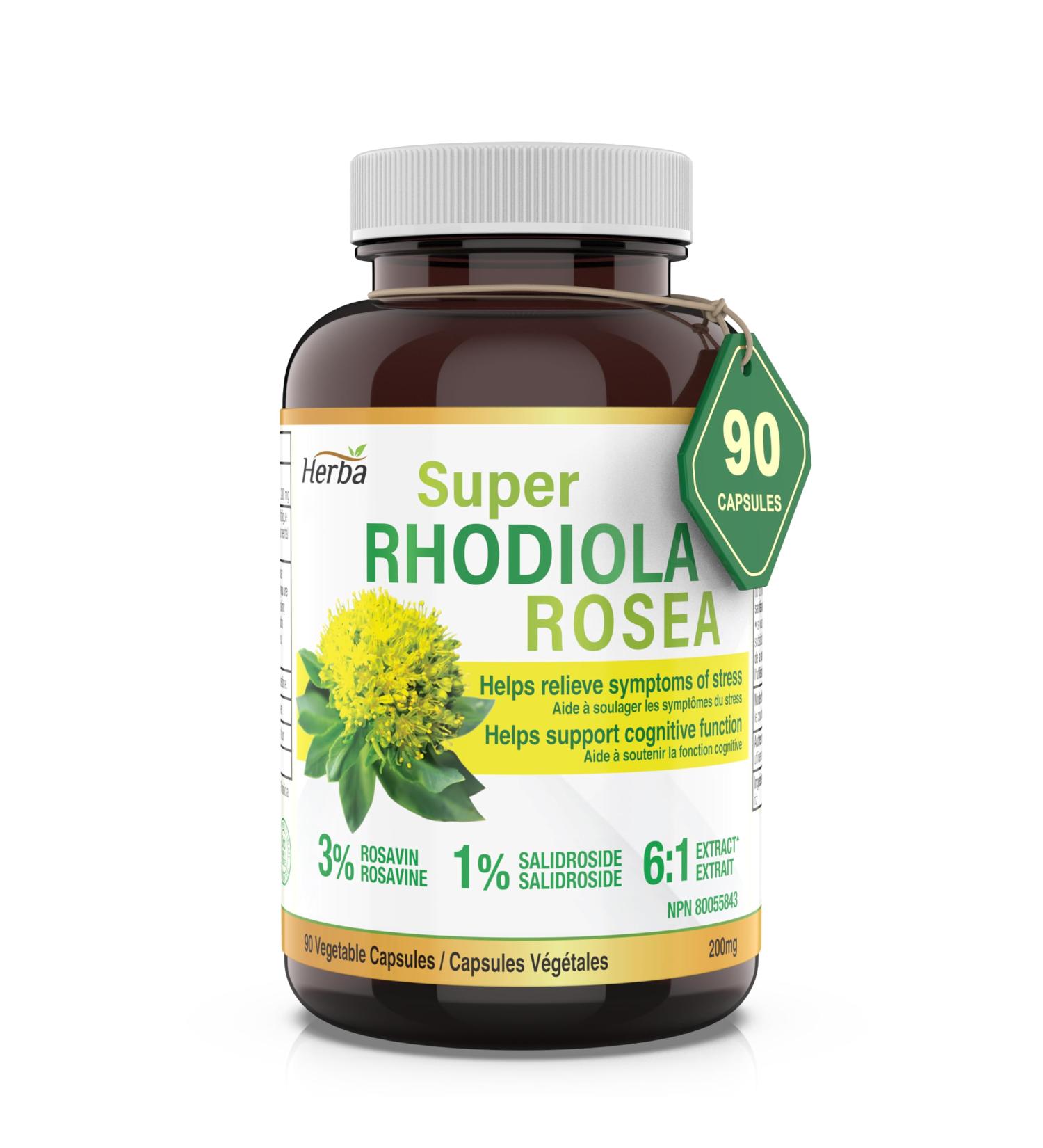 Herba Rhodiola Rosea Supplement 200mg - 90 Capsules | 6:1 Extract | Rhodiola Supplement with Min 3% Rosavins and 1% Salidrosides | Help Relieve Symptoms of Stress | Made in Canada - Buy Online on GoSupps.com
