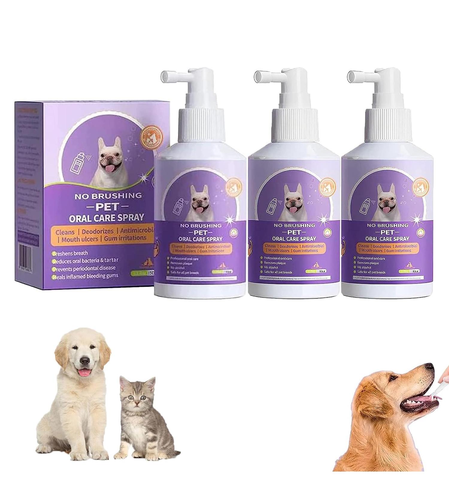 3PCS Cvreoz Pet Oral Repair Gel Pet Oral Spray Clean Teeth Pet Breath Freshener Gel Pet Brush Free Oral Gel Pet Mouth Spray for Eliminate Bad Breath (Spray) - Buy Online on GoSupps.com