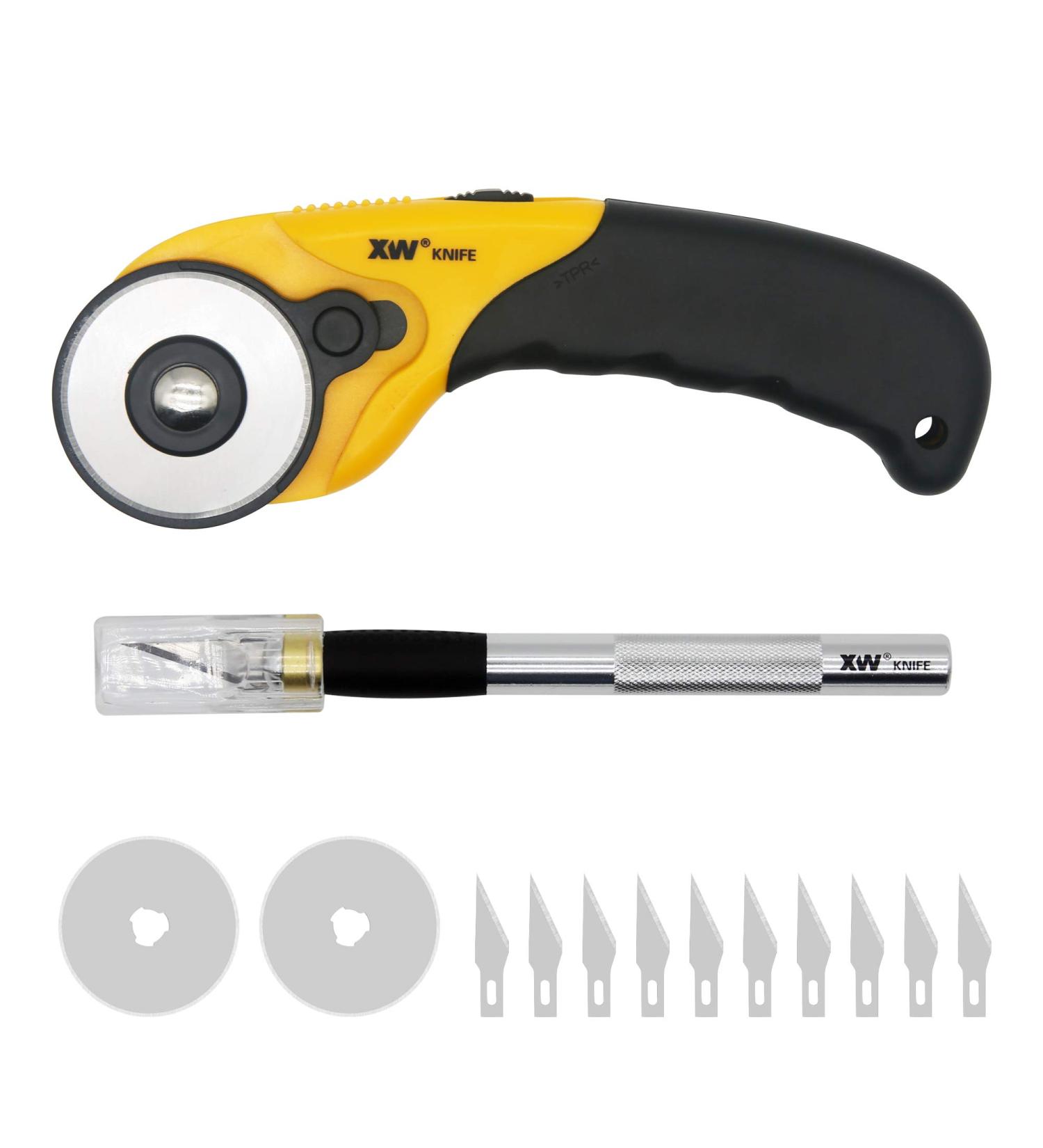 XW Hobby Knife Set - 45mm SKS-7 Rotary Cutter and Precision Knife for Art, Quilting, and Crafting with 12 Bonus Blades - Buy Online on GoSupps.com
