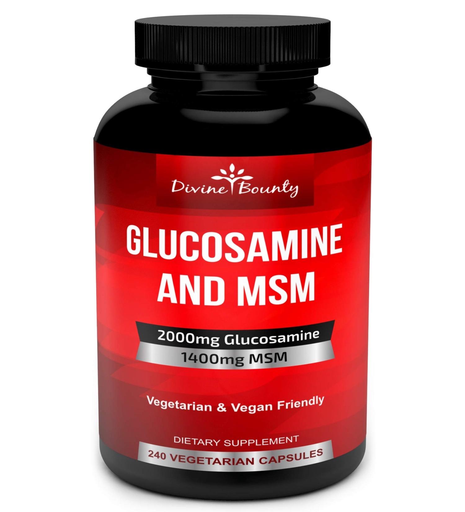 Glucosamine Sulfate Supplement 2000mg with MSM - 240 Vegetarian Capsules - No Shellfish or GMOs - Buy Online on GoSupps.com