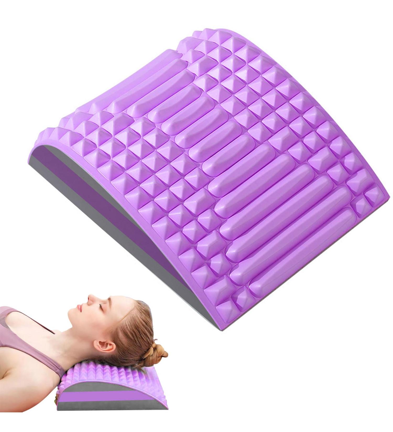Vnklomes 2-in-1 Back & Neck Support - Lumbar Vertebrae Cushion for Pain Relief - Orthopedic Stretcher (Violet) - Buy Online on GoSupps.com