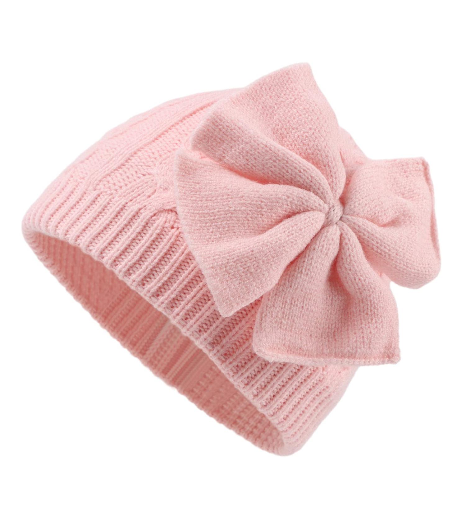 XIAOHAWANG Baby Girl Winter Hat | Cute Bow Knitted Beanie for Infant Toddler Girls 6-24 Months - Pink - Buy Online on GoSupps.com