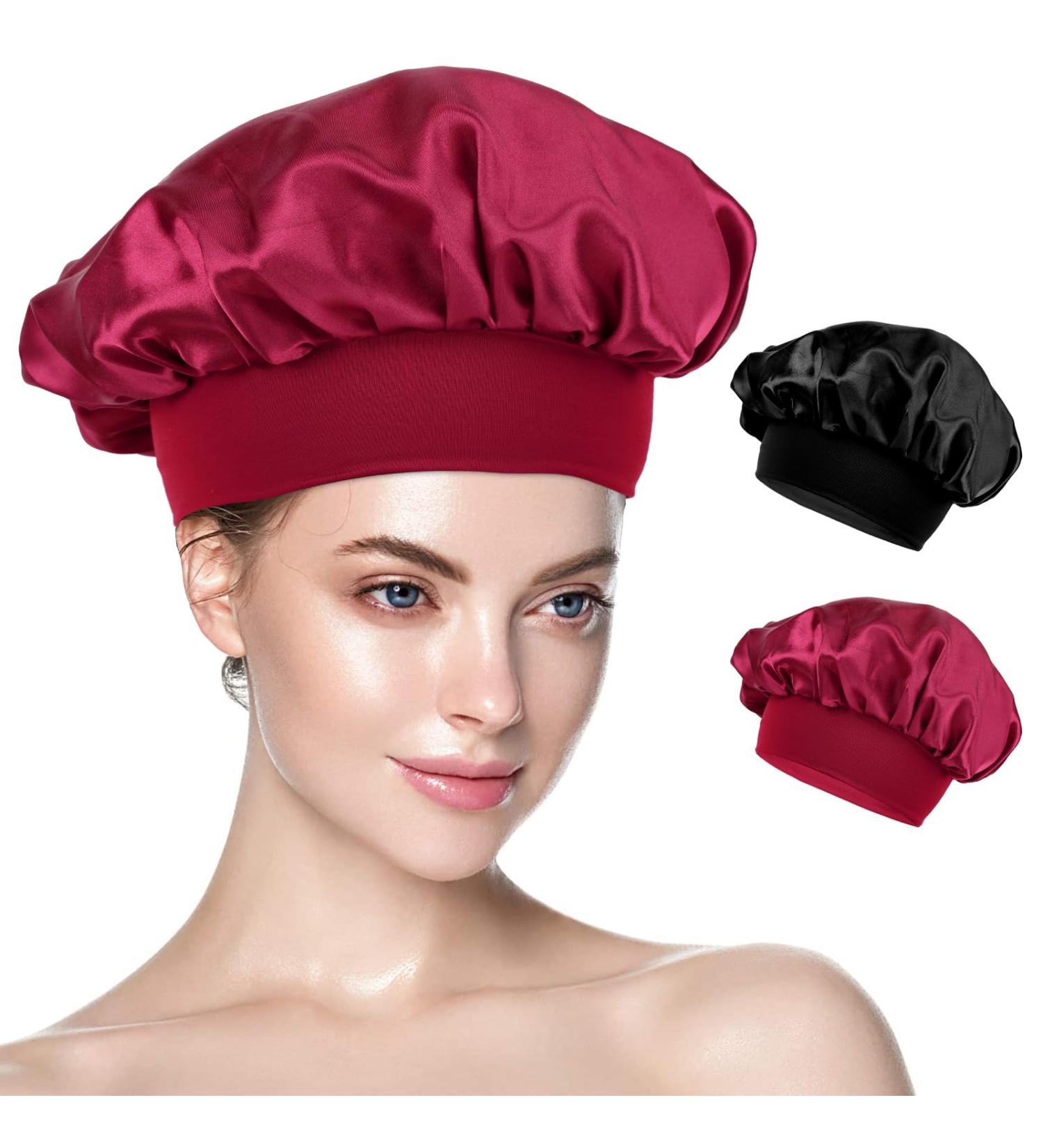 Silk Bonnet Set for Sleep 2 Satin Hair Hoods (Black & Red) | Premium Hair Wraps for Women & Girls - Buy Online on GoSupps.com