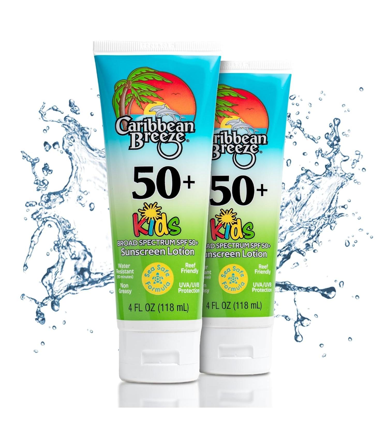 Reef Friendly Kids Sunscreen SPF 50 Mango Lime Scent Body Lotion Rich in Anti-Oxidants Water Resistant Up to 80 Minutes Broad Spectrum 4 oz 2 Pack 4 Fl Oz (Pack of 2) SPF 50 Kids - Buy Online on GoSupps.com