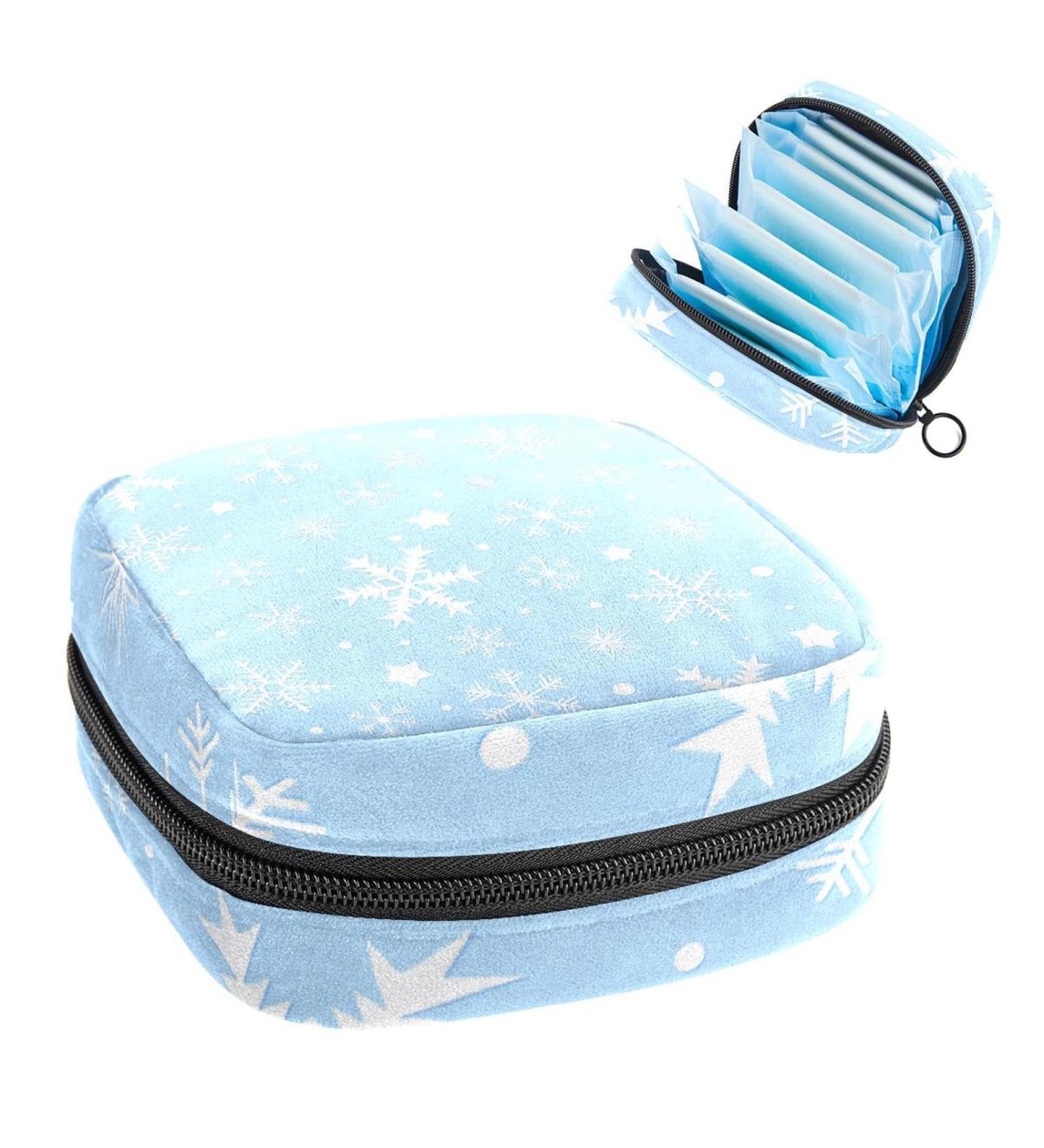 GIAPB Period Bag Sanitary Napkin Storage & Travel Makeup Pouch - Snowflake Blue Pattern | Color5411 - Buy Online on GoSupps.com