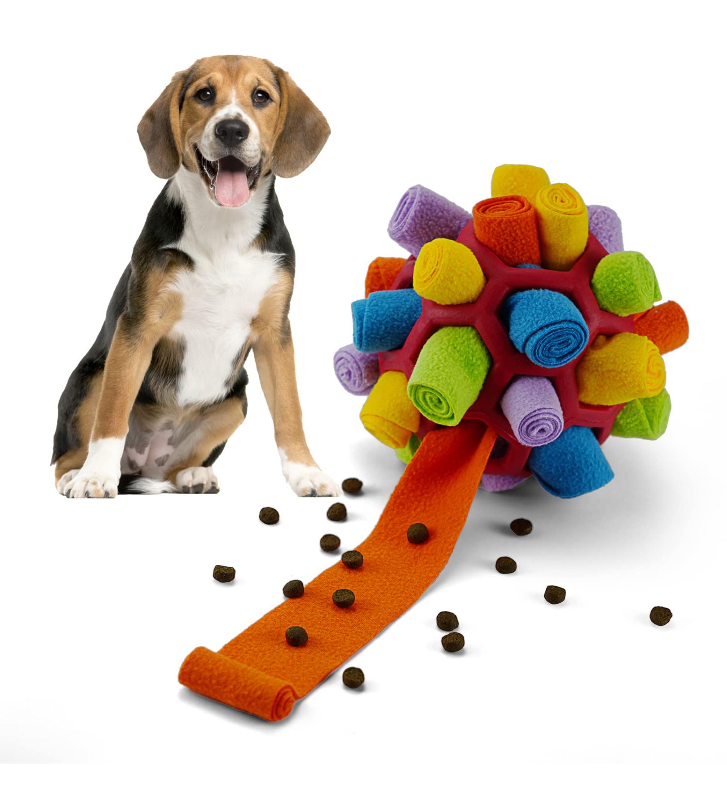 Larimu Sniffing Ball for Dogs | Interactive Snuffle Toy for Small & Medium Pets | Portable Sniffing Car Toys (Red & Rainbow) - Buy Online on GoSupps.com