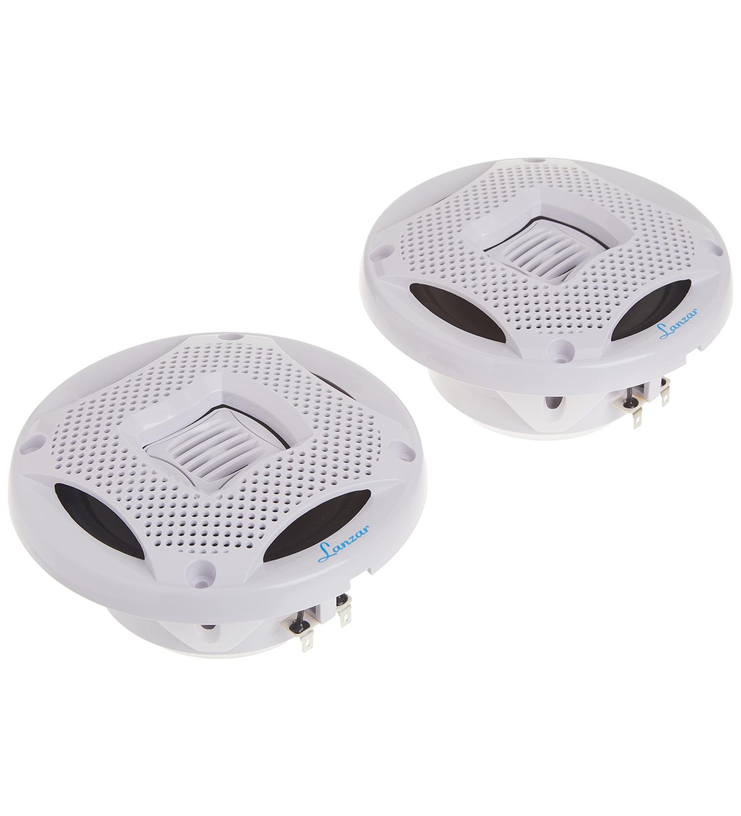 Lanzar Marine Speakers - 5.25 Inch 2 Way Water Resistant Audio System - 400 Watt Power - Indoor/Outdoor Use - White, 1 Pair - Buy Online on GoSupps.com