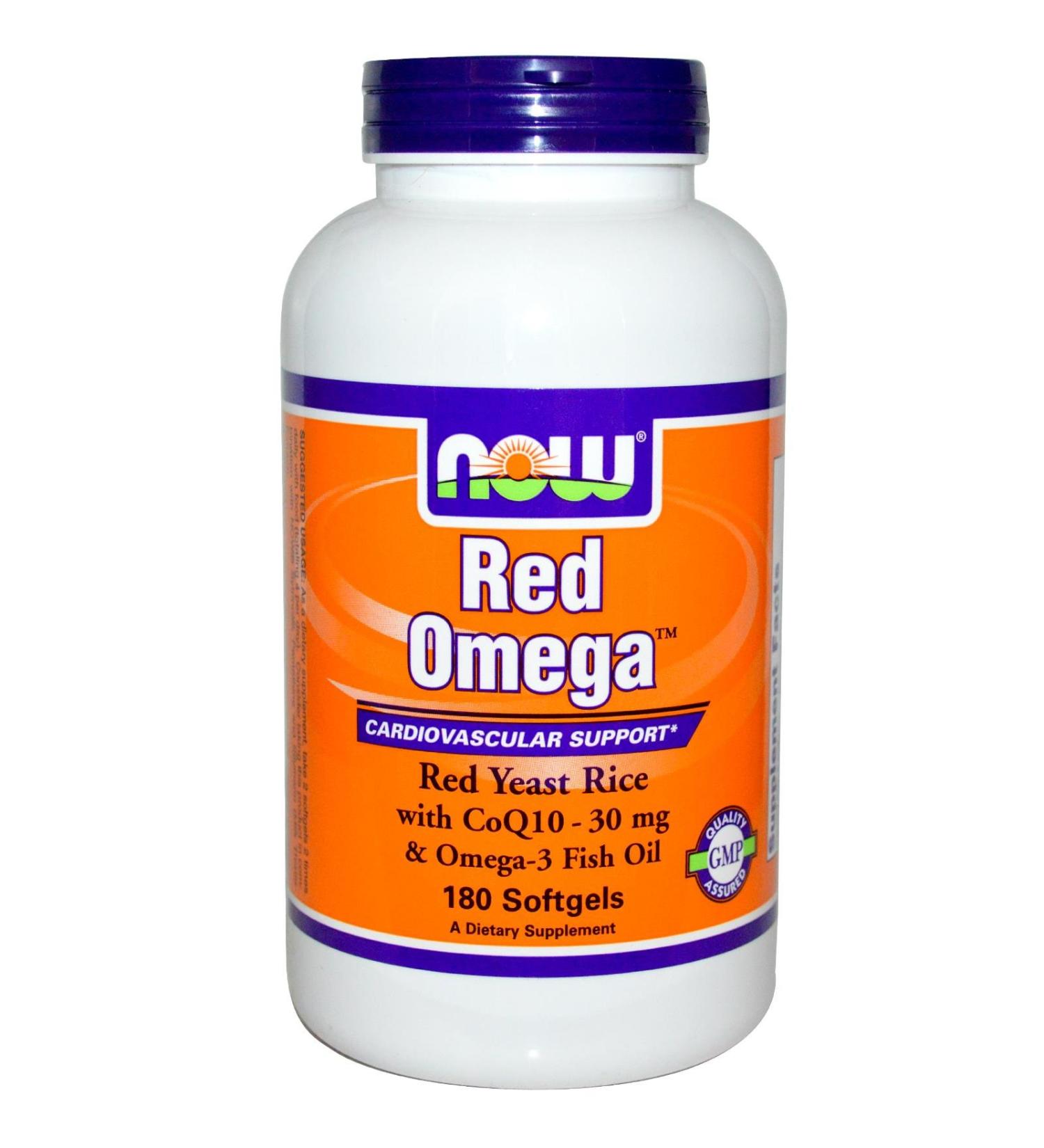 Now Foods Red Omega Red Yeast Rice with CoQ10 30 mg 180 Softgels
