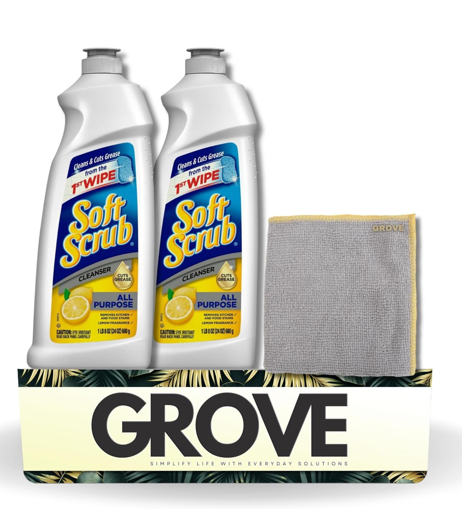 GROVE Soft Scrub All Purpose Cleaner with Bleach - Powerful Stain Removal for Sinks Showers & Toilets - Fast Rinsing Lemon Cleaner - 24 oz - International Shipping Available - Buy Online on GoSupps.com