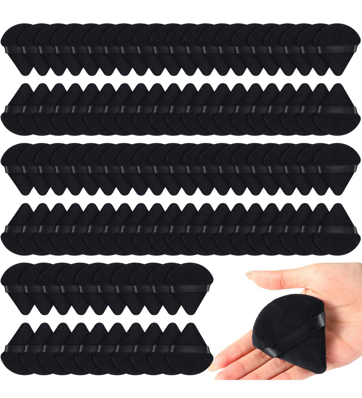 100pcs Black Triangle Powder Puffs - Soft Makeup Sponge for Loose Mineral Body Powder - Velour Cosmetic Foundation Tools - Buy Online on GoSupps.com