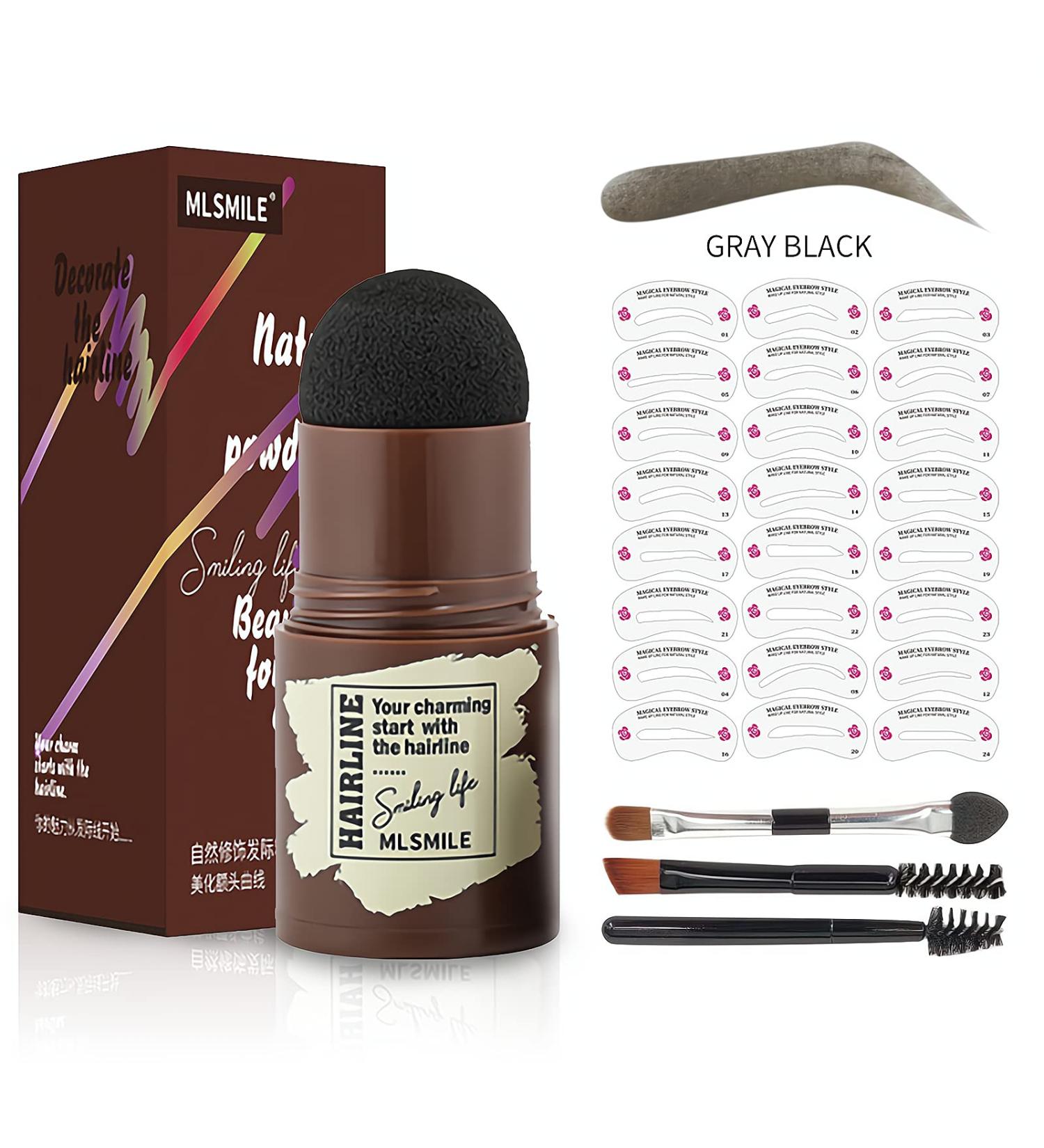 Waterproof Eyebrow Stamp Stencil Kit with 24 Stencils & Brow Pen Brushes - Long-Lasting Gray Black Shade - Perfect Brow Shaping Tool - Buy Online on GoSupps.com