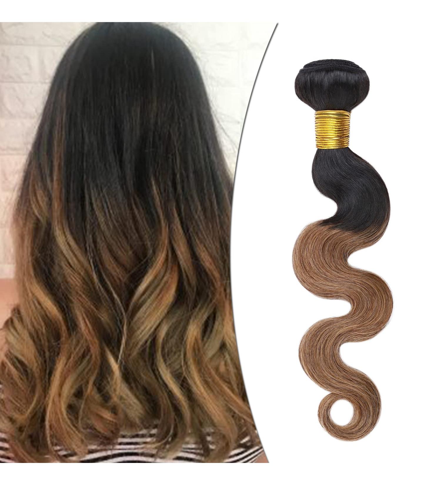 Sego Brazilian Human Hair Bundles | 100% Virgin Body Wave Weave - Natural Black & Chestnut Brown 16 Extensions - Buy Online on GoSupps.com
