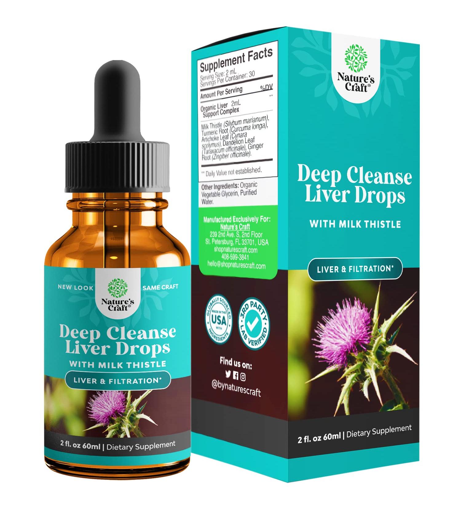 Milk Thistle Liver Support Tincture - Detox & Repair with Artichoke, Dandelion and Turmeric - Herbal Liver Cleanse Drops - Buy Online on GoSupps.com