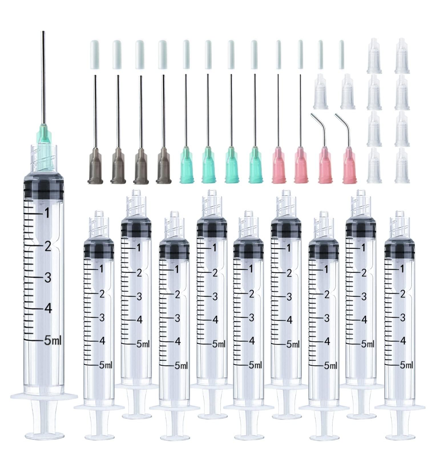 Injection Syringe 5ml Blunt Tip Syringes Luer Lock 16Ga 18Ga 20Ga Blunt Needle with Caps for Epoxy Resin Oil Glue Ink Injector Craft Paint Industrial adhesives sealants lubricants Lab Science - Buy Online on GoSupps.com