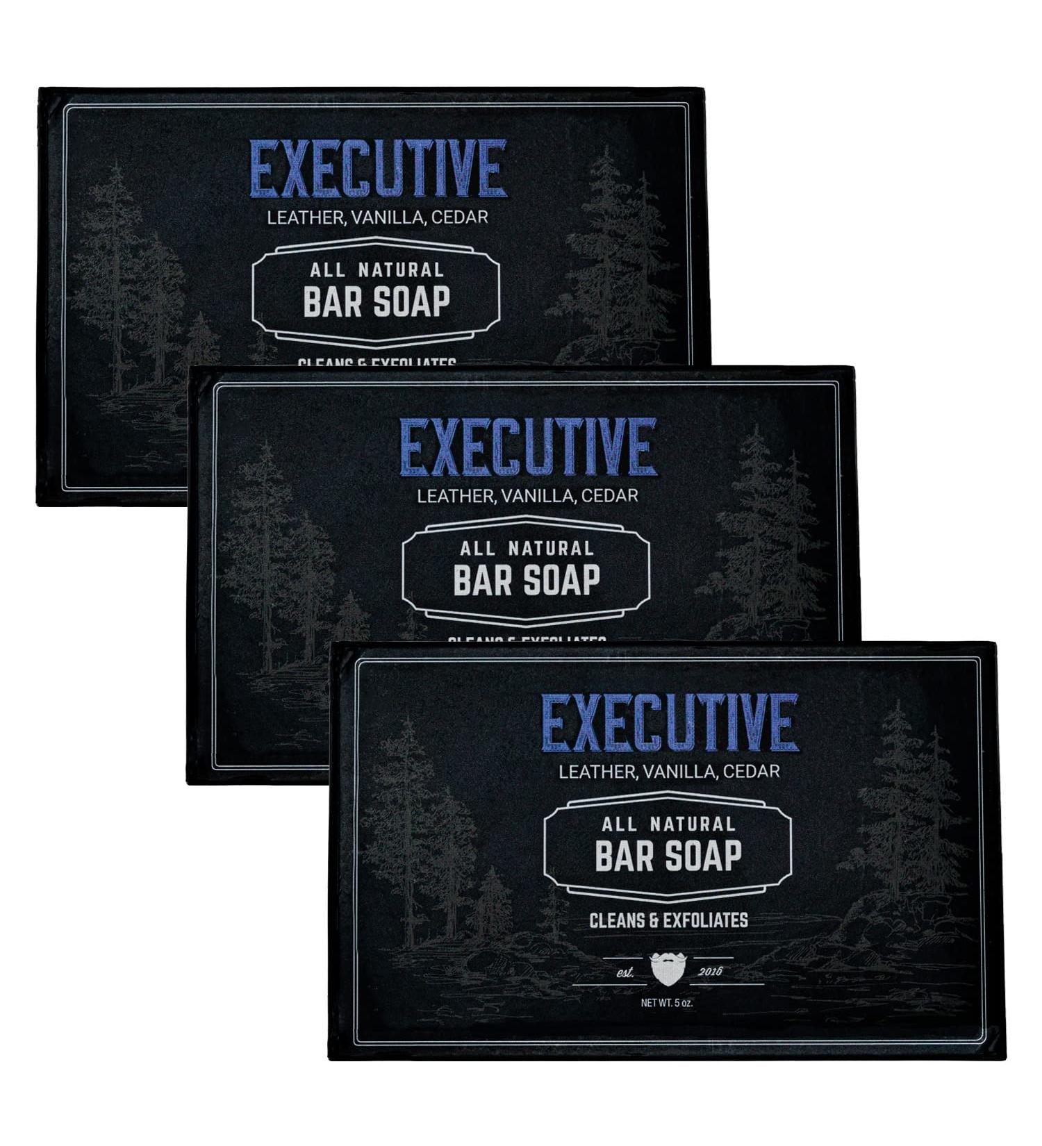 Live Bearded Executive Bar Soap 3-Pack - All-Natural Men's Soap with Bamboo Charcoal and Essential Oils - 5 oz. Bars - Exfoliating and Moisturizing Formula - Buy Online on GoSupps.com