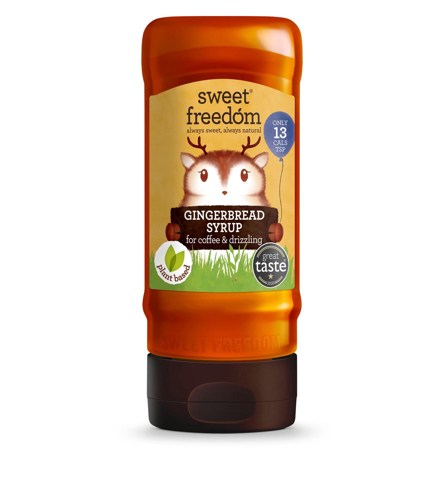 Sweet Freedom Gingerbread Syrup - 13 Calories Per Teaspoon - Ideal for Coffee, Cocktails, Pancakes & Vegan Baking - 350g Pack - Buy Online on GoSupps.com