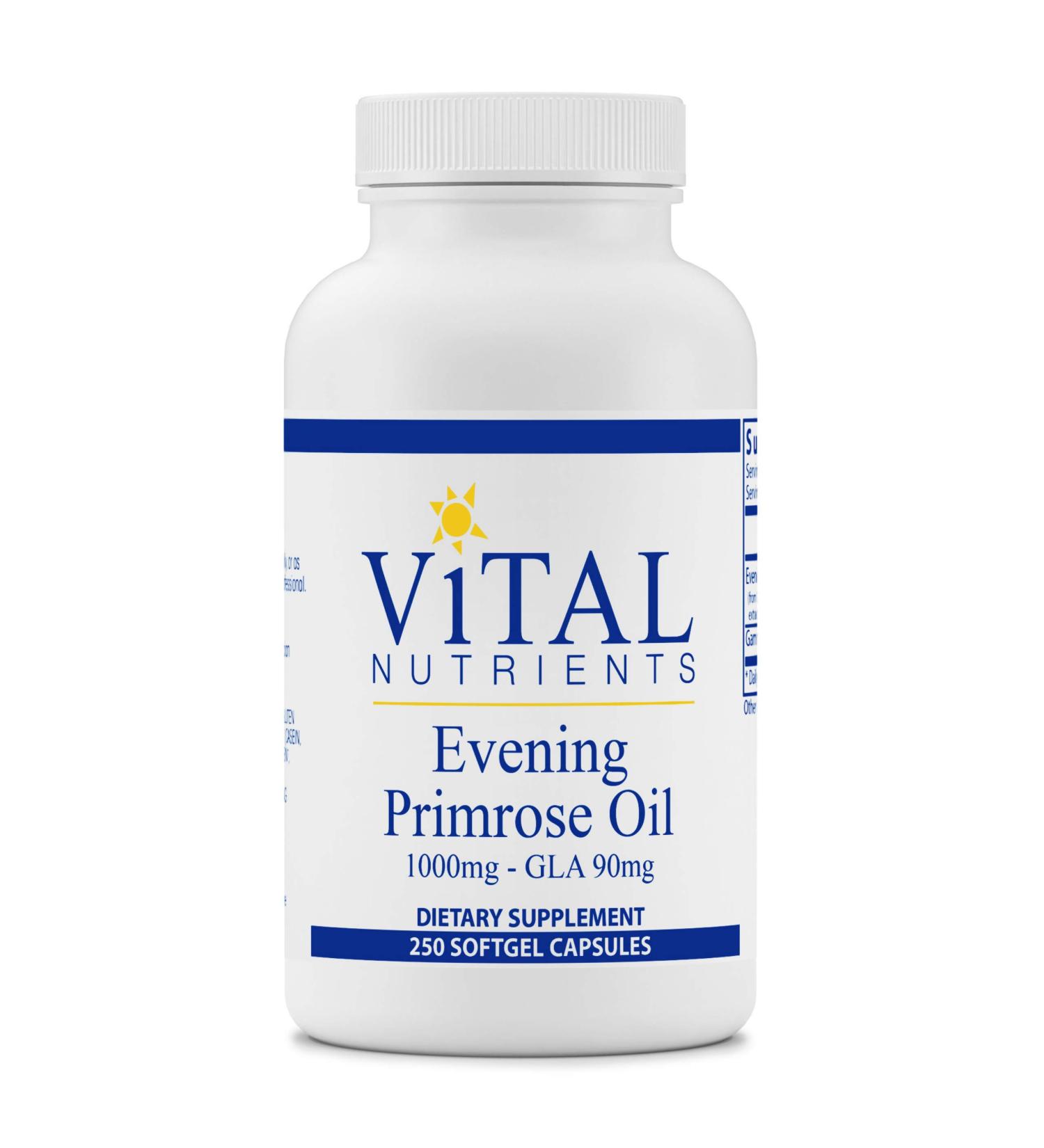 Vital Nutrients Evening Primrose Oil 1000mg - 250 Softgels, Cold-Pressed with GLA - Omega-6 Fatty Acid Supplement - Buy Online on GoSupps.com