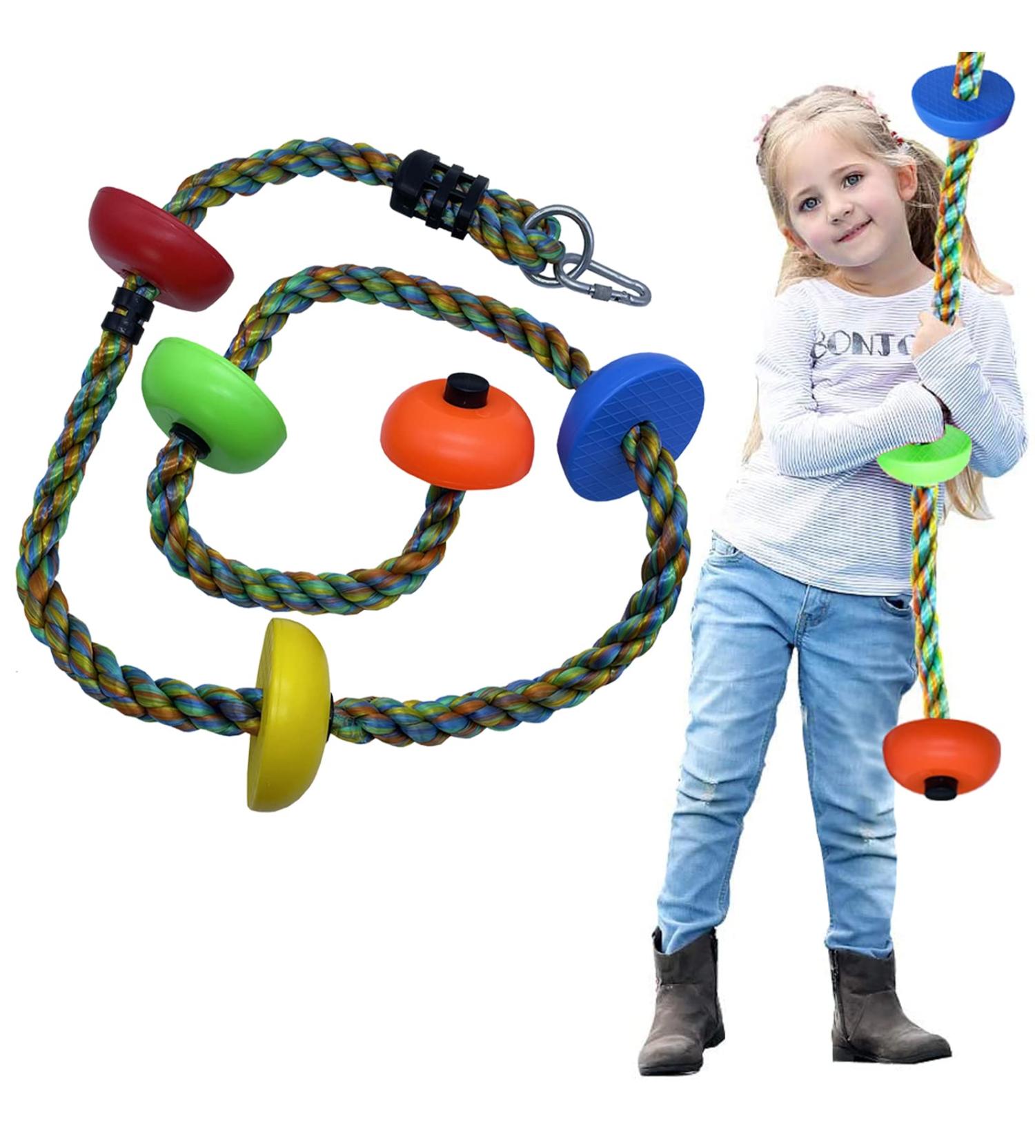 Xinlinke Colorful Climbing Rope Ladder with Platforms - Kids Indoor/Outdoor Swing Set Accessory - Buy Online on GoSupps.com