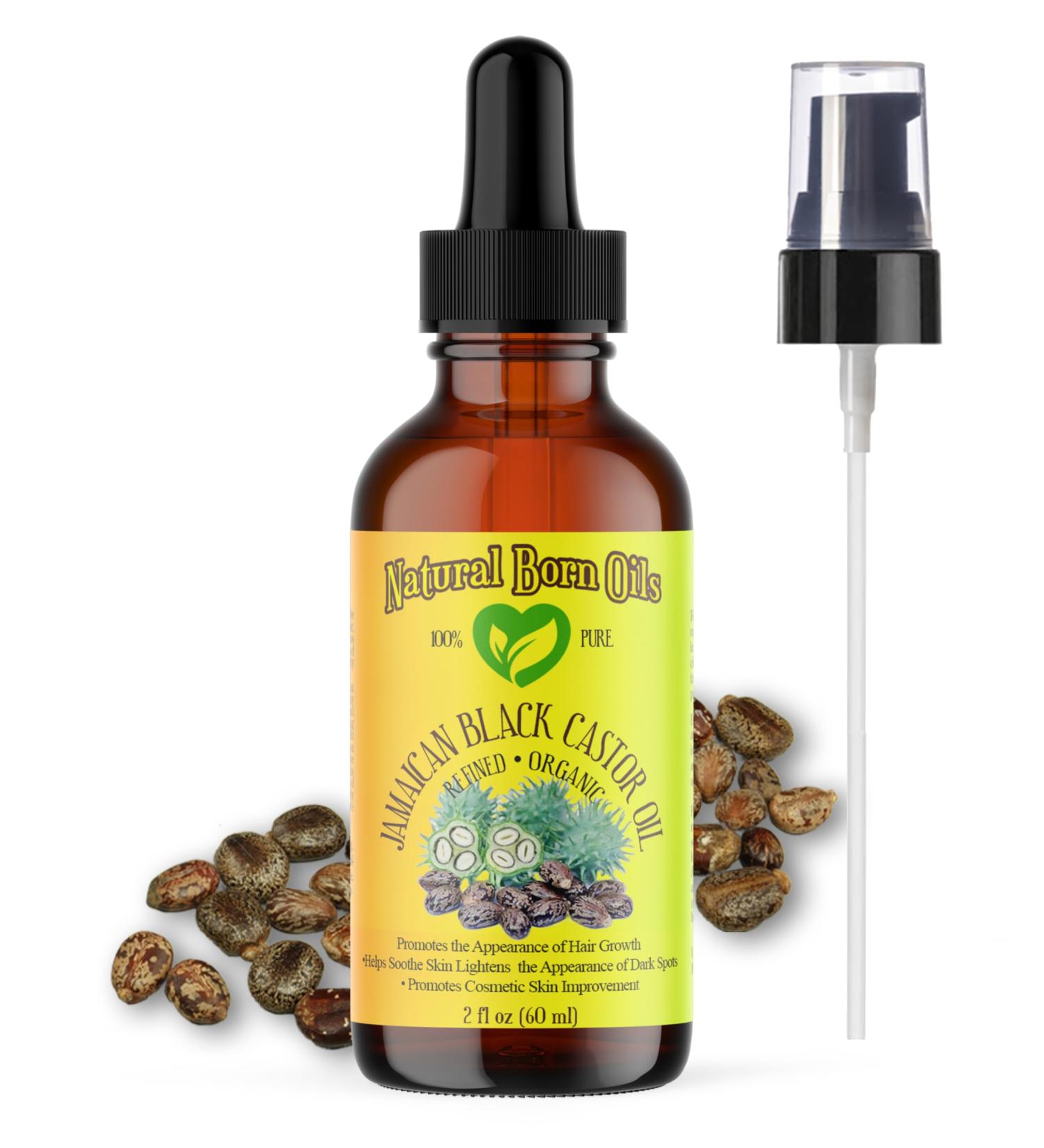 Natural Born Oils Jamaican Black Castor Oil 2 oz Organic Cold Pressed Rich in Ricinoleic Acid Ideal for Skin Softening Hair Appearance Boost - Buy Online on GoSupps.com