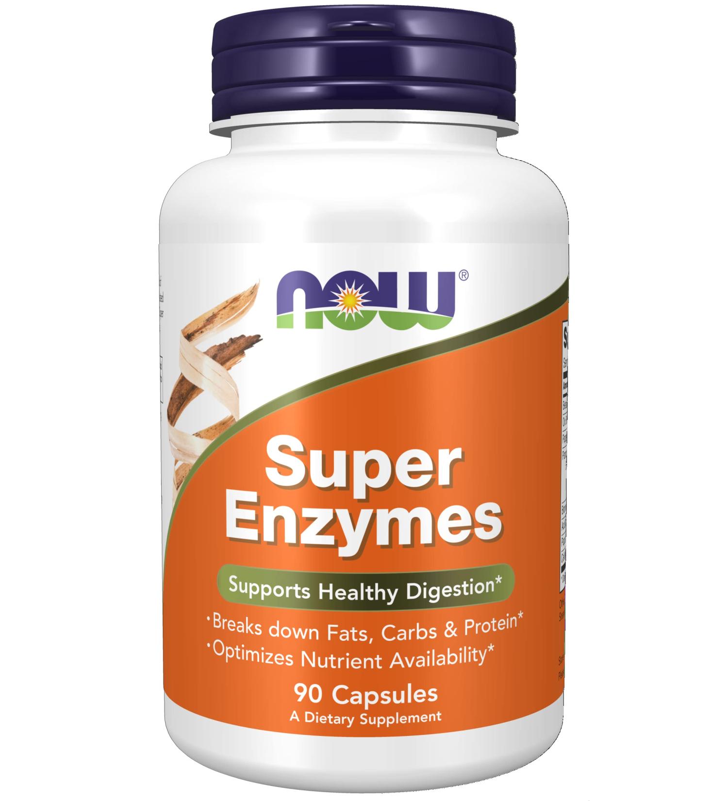 Now Foods Super Enzymes 90 Capsules - Digestive Support & Nutrient Absorption - Buy Online on GoSupps.com