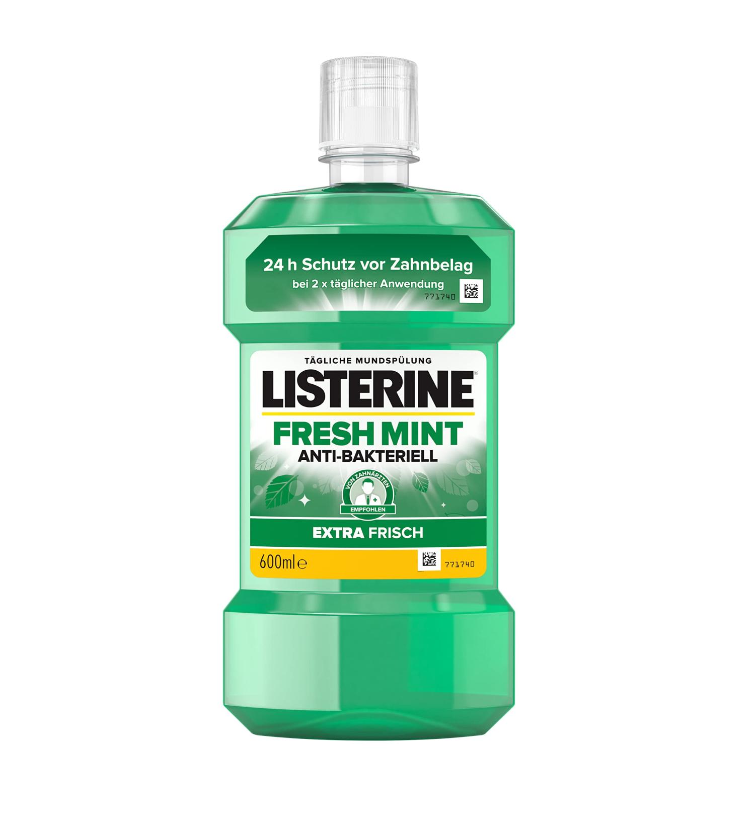 Buy LISTERINE Fresh Mint 600 ml | Antibacterial Mouthwash with Essential Oils for Fresh Breath | International Shipping Available - Buy Online on GoSupps.com