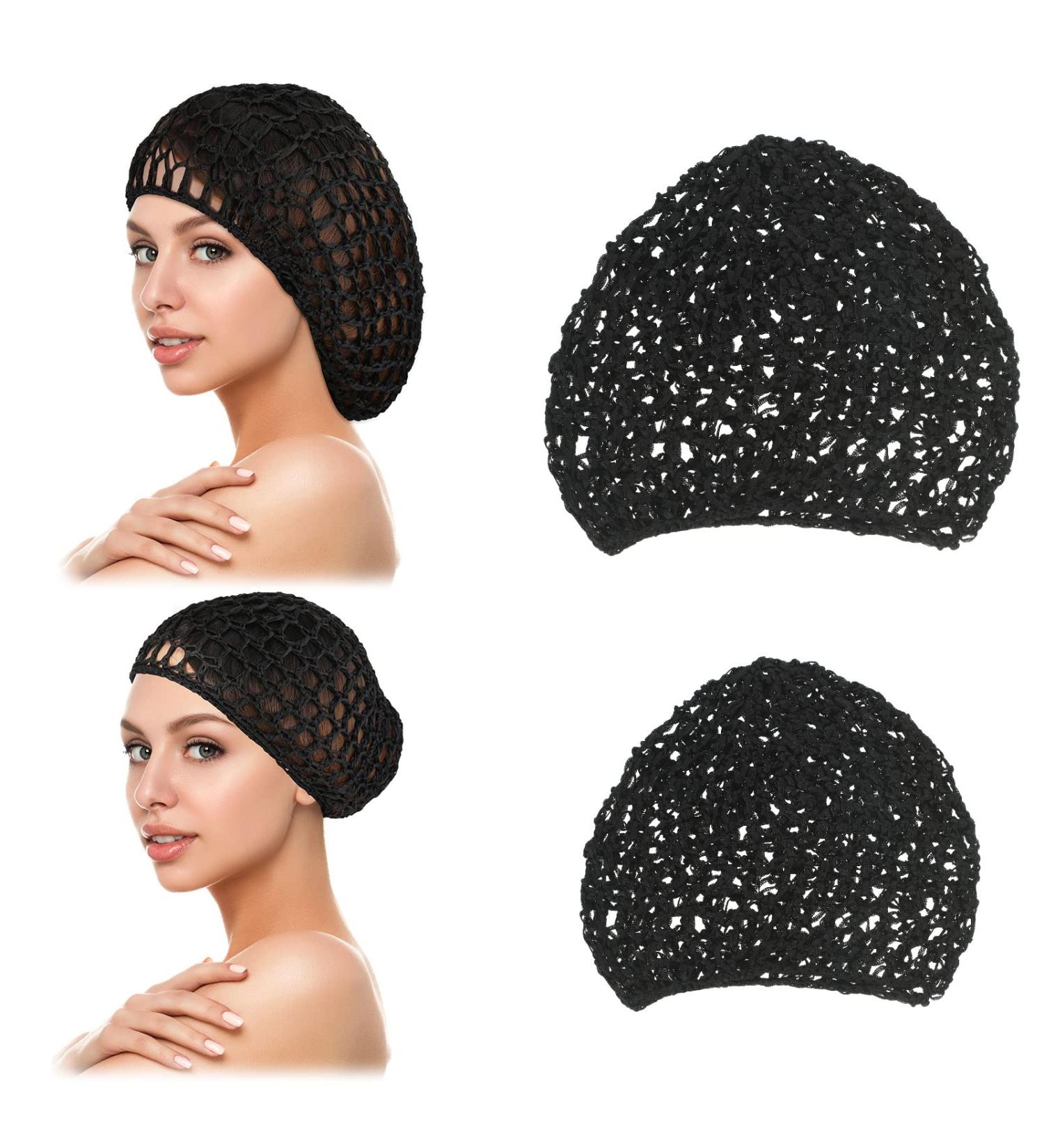 Geosar 4 Pcs Mesh Crochet Hair Net Rayon Knit Hair Wraps - Black Hair Accessories for Women - Buy Online on GoSupps.com