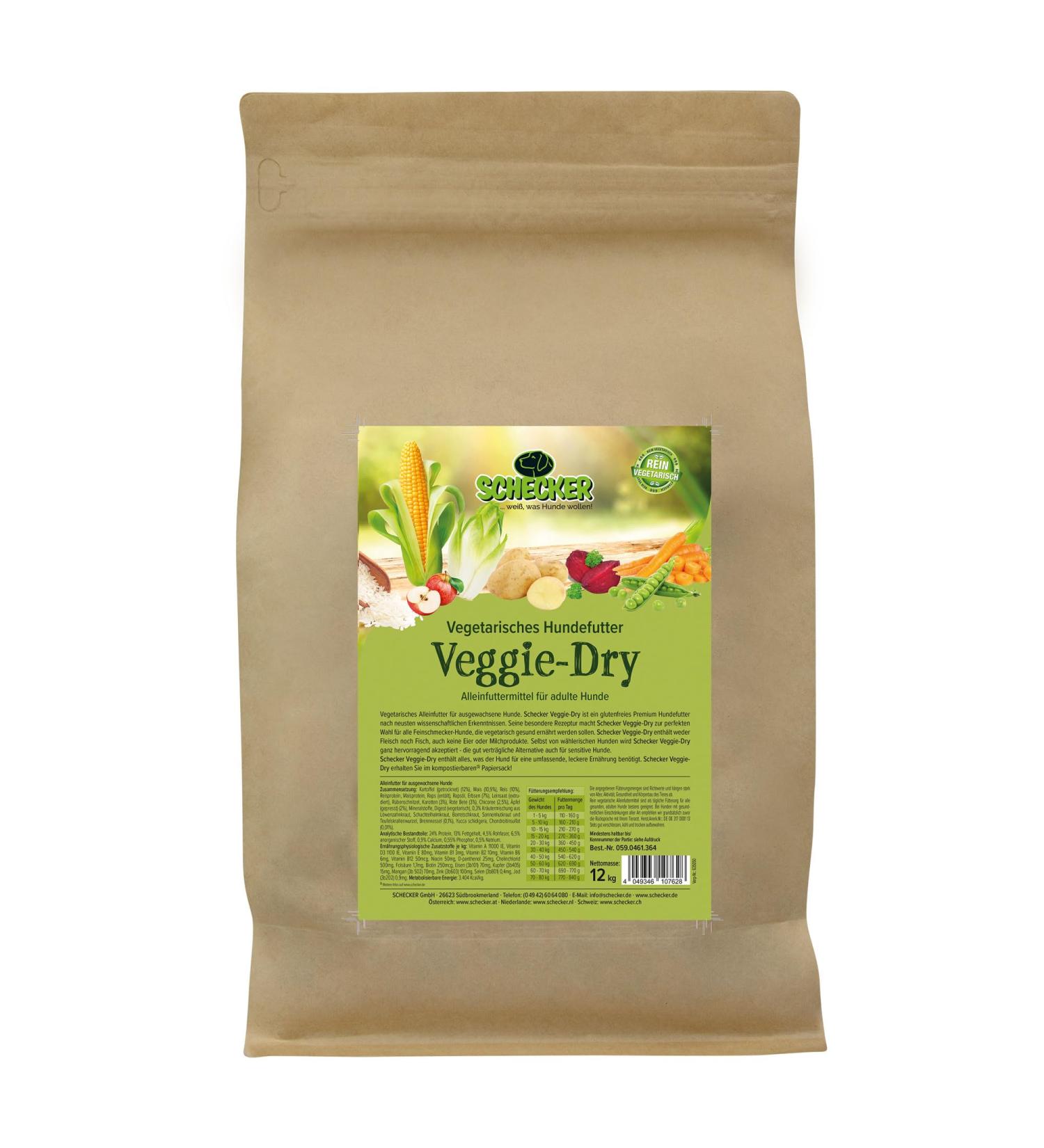 Schecker Veggie Dry Vegetarian Dog Food Ideal for All Meat Allergies 12kg - Buy Online on GoSupps.com