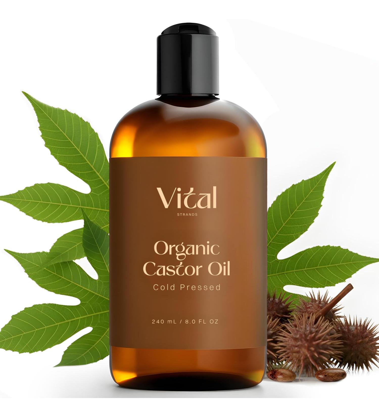 Vital Strands Castor Oil Organic & Cold Pressed Nourishing Treatment for Hair & Skin Eyelash & Brow Serum Aceite de Ricino - Hexane Free, Vegan, 8oz - Buy Online on GoSupps.com