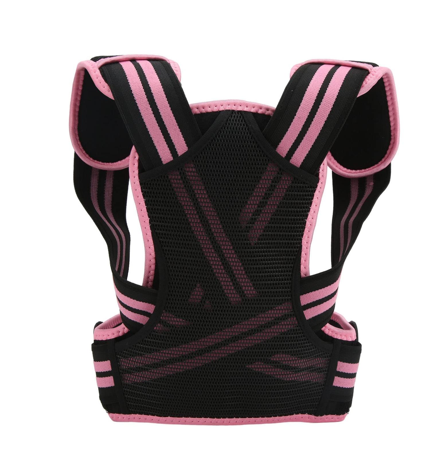 Mokernali Posture Corrector Back Straightener Belt | Elastic Comfortable Support Brace for Men & Women - Pink - Buy Online on GoSupps.com