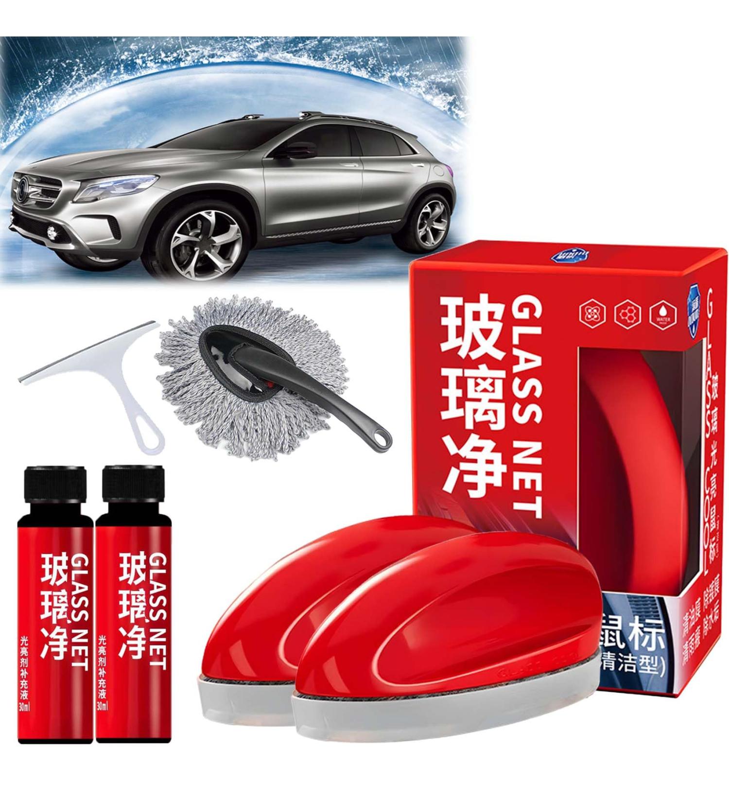 Glass Cool Windshield Cleaner Powerful Windshield Cleaner & Oil Film Remover Auto Glass Oil Film Remover Glass Cool - Glass Cleaning Mouse for All Glass Surfaces (2PCS) - Buy Online on GoSupps.com