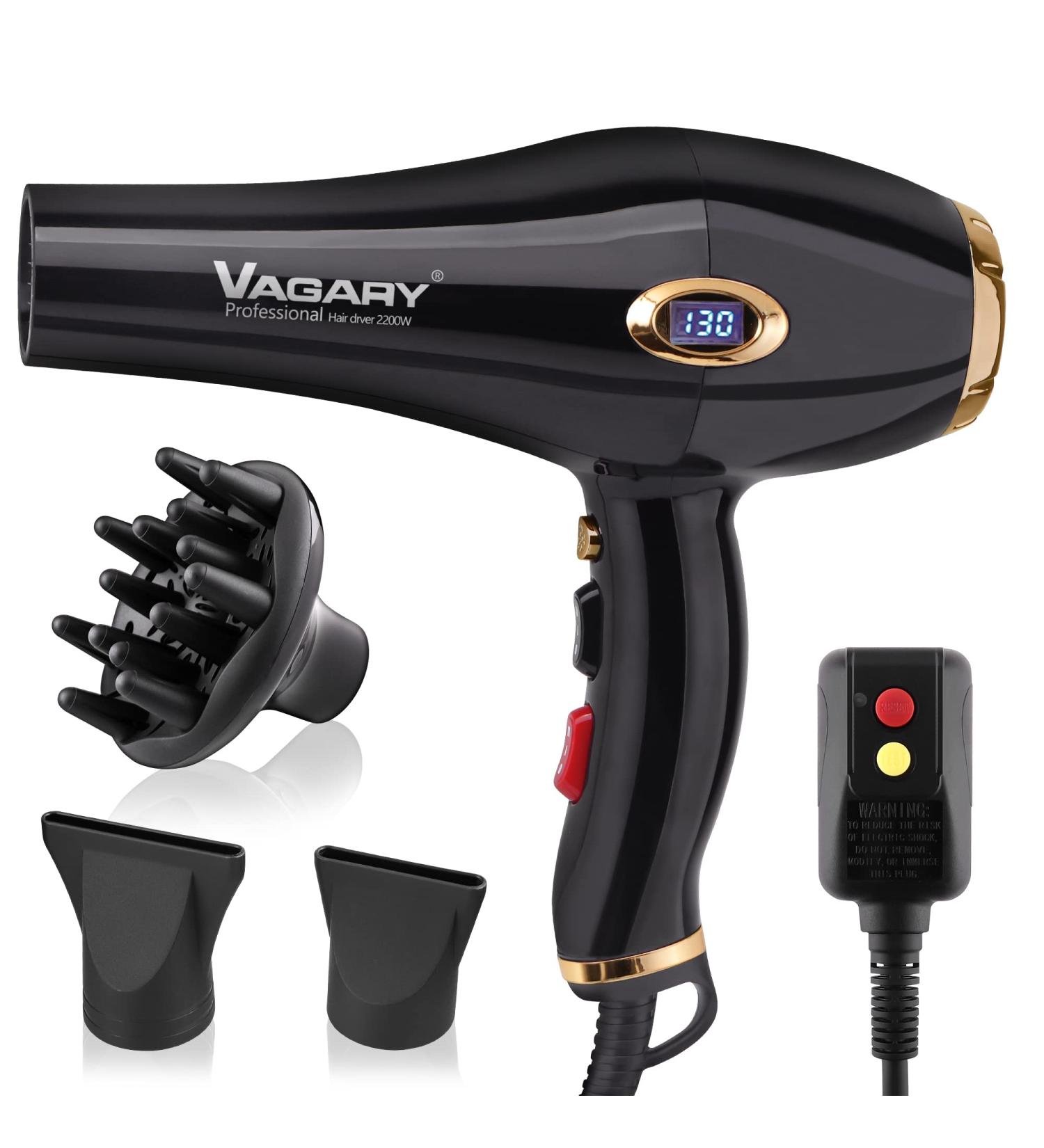 VAGARY 6685G Professional Salon Hair Dryer 2200W - Ionic Low Noise AC Motor Dual Speed & Heat Gold Finish - Buy Internationally - Buy Online on GoSupps.com