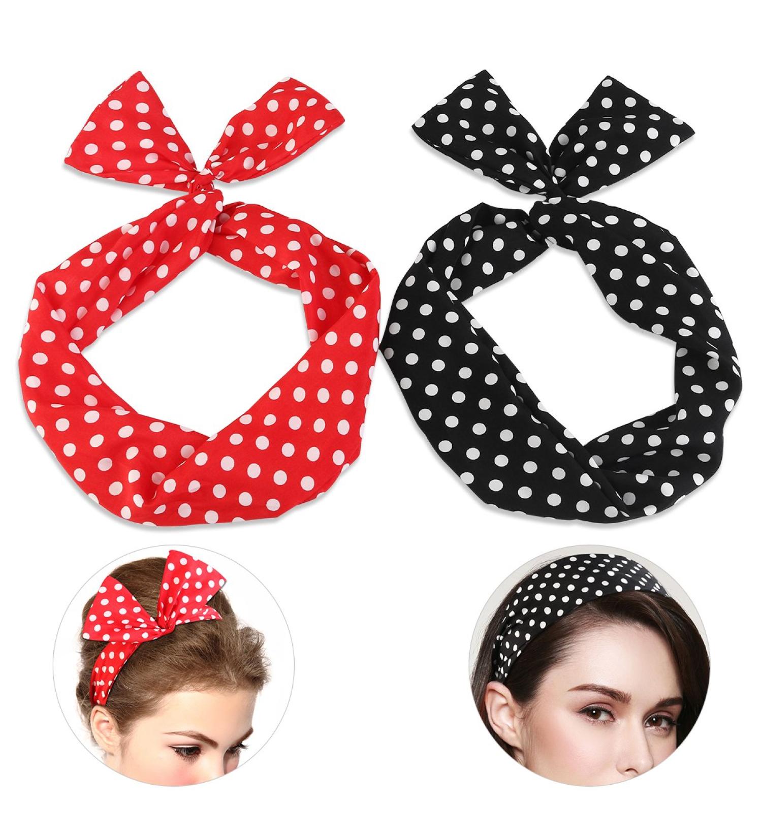 2 Pieces Women s Chiffon Head Wrap - Polka Dot & Paisley Elastic Stretch Headbands for Girls & Ladies - Stylish Hair Accessories - Buy Online on GoSupps.com