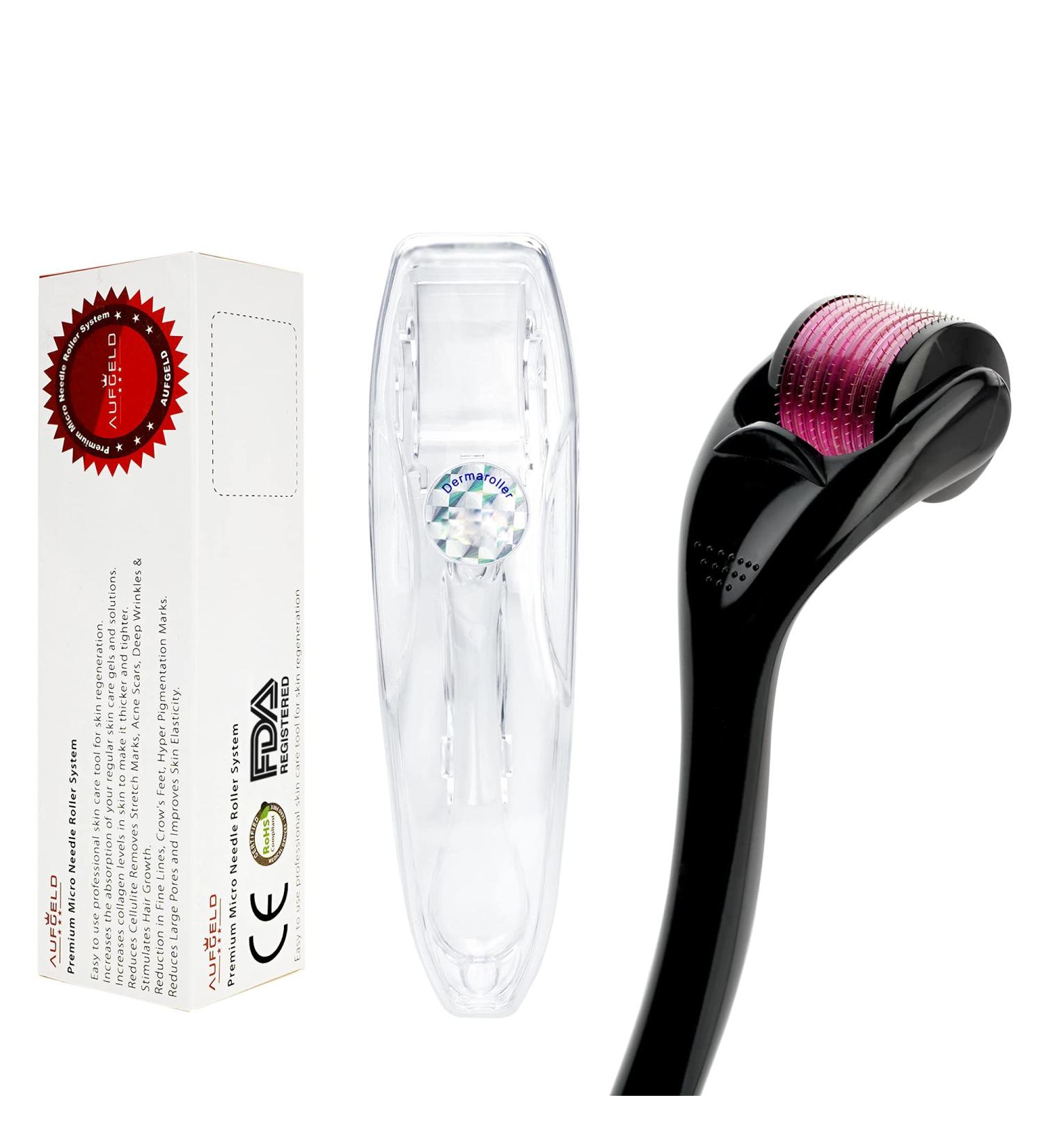 AUFGELD AG540 Titanium Microneedle 540 Needles 0.2mm Derma Roller Skin Care for Face Facial Wrinkles Hair Loss Stretch Marks Hair Regrowth Micro Needles Professional Microneedling Derma Needling Kit - Buy Online on GoSupps.com