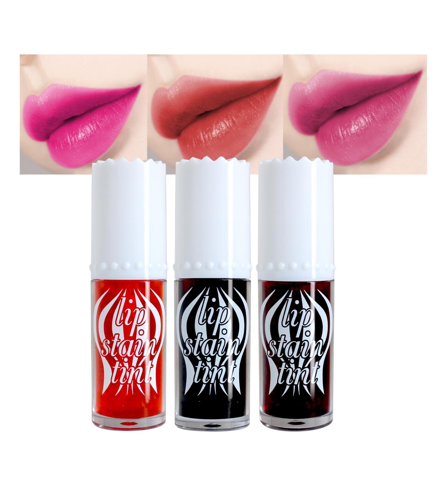 3-Piece Set: Long-Lasting Lip Stain in 3 Colors - Non-Sticky, Waterproof & Moisturizing Lip Tint Gloss - Ideal Gift for Women & Girls - Buy Online on GoSupps.com