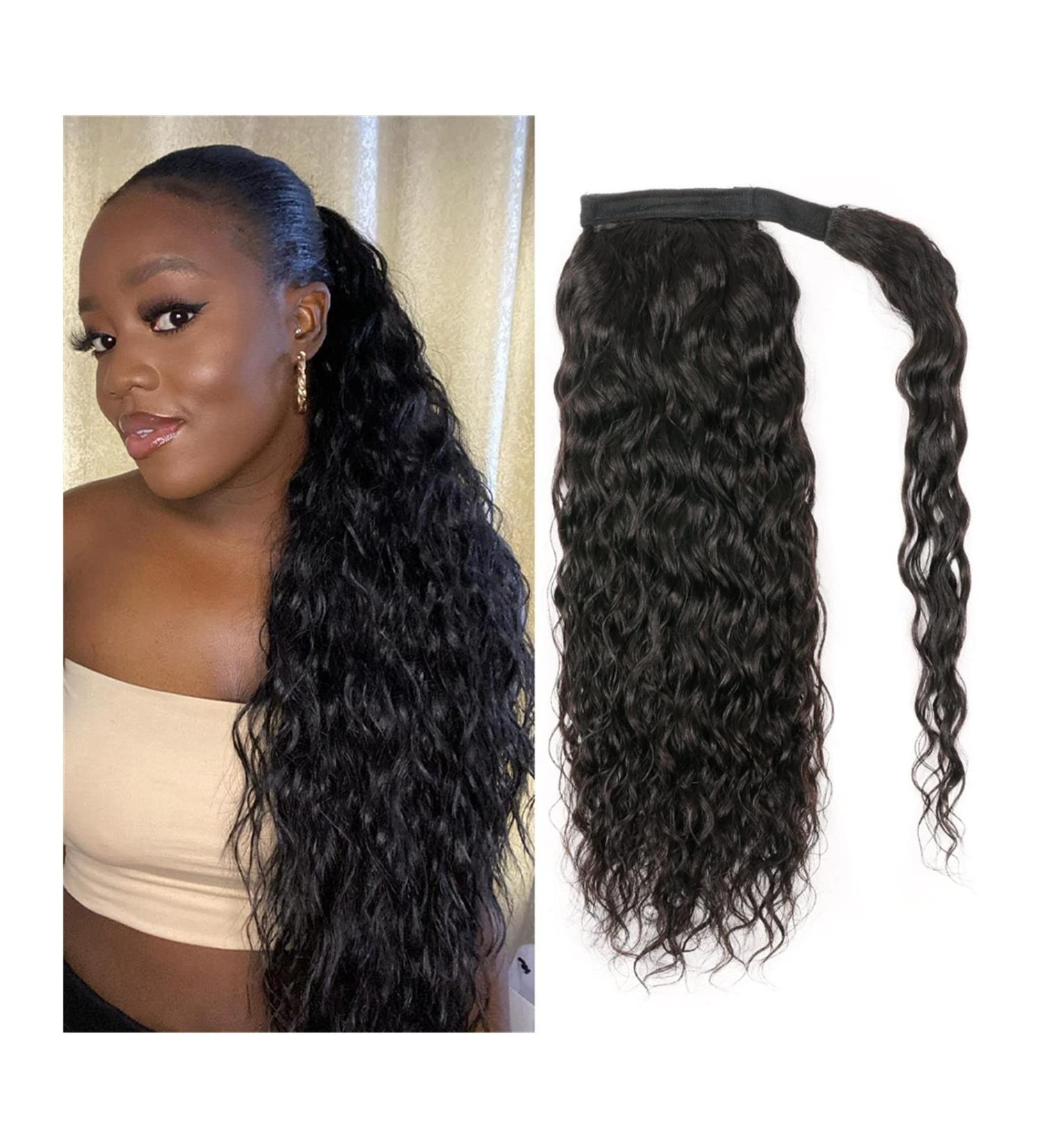 Bun Hair Pieces for Women 12-26 Inches Long Wavy Ponytail Extensions Water Wave Wrap Around Ponytail Barrettes Brazilian Real Hair Ladies Bun Messy Bun Hair Piece (Color : Water Wave Size : 14inche - Buy Online on GoSupps.com