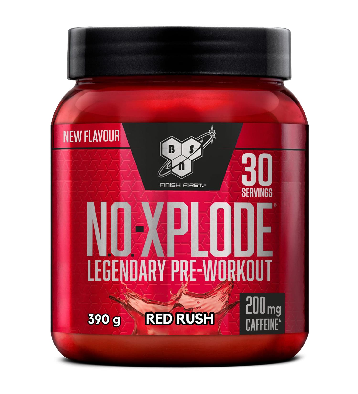BSN N.O.-Xplode Pre Workout Powder 390g - Red Rush Flavor | Energy & Focus Booster | With Caffeine, Amino Acids, Vitamin C & Zinc - Buy Online on GoSupps.com