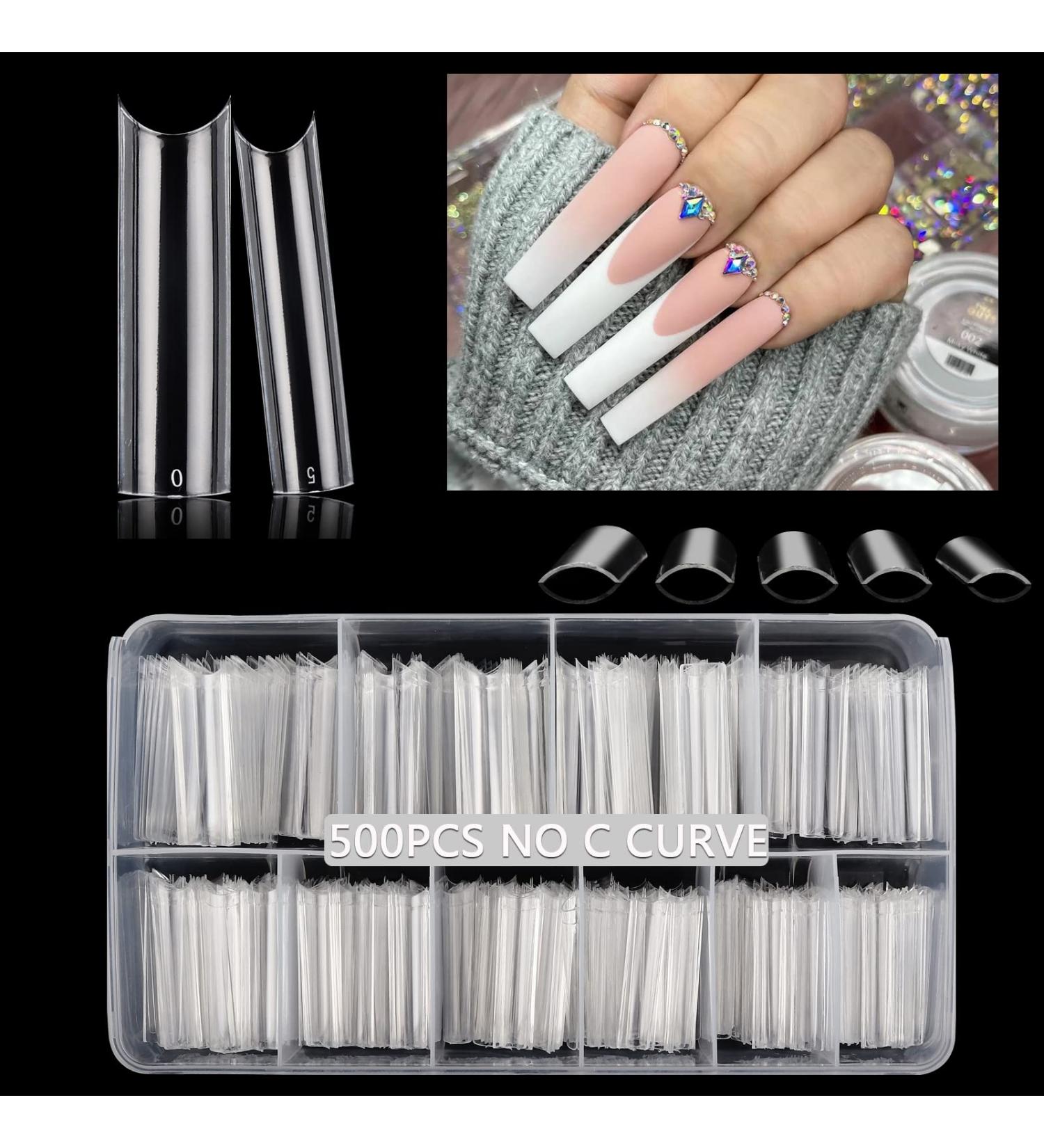 LIONVISON 500PCS XL Clear Nail Tips | Professional Acrylic Nails | 10 Sizes Half Cover French Fake Nail Tips | Home DIY and Nail Salon Use - Buy Online on GoSupps.com