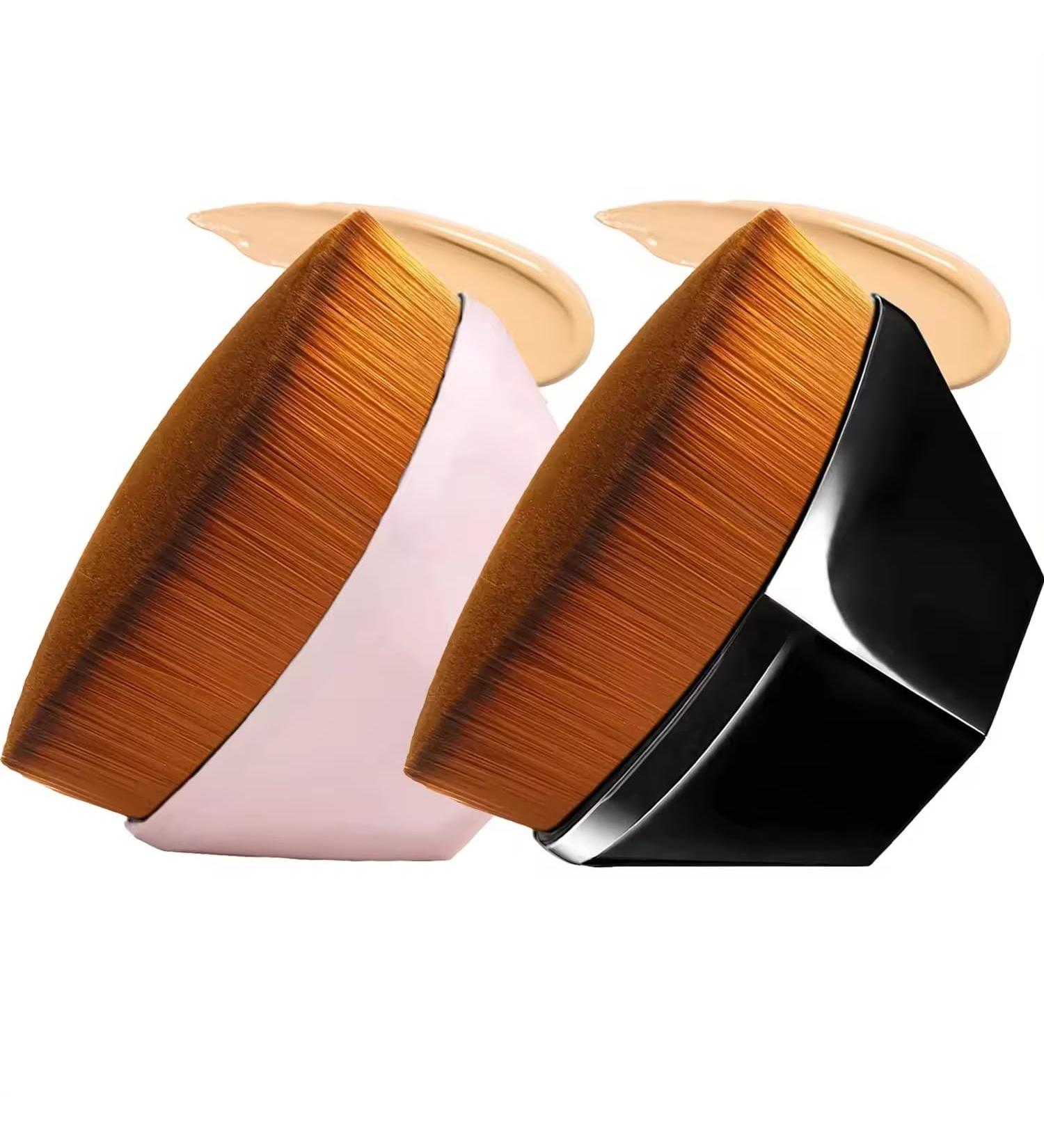 Fast Flawless Foundation Makeup Brush Set - Blusher Liquid & Cream Applicator with Storage Box | Soft & Dense Bristles for Perfect Blending - Black & Pink - Buy Online on GoSupps.com