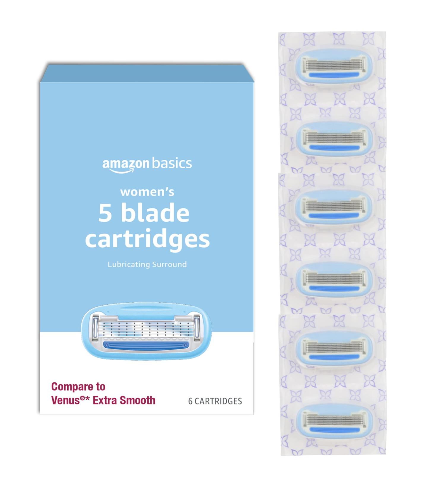 Amazon Basics 5-Blade Razor Refills for Women - 6 Pack - Fits Amazon Basics Handles - Formerly Solimo - Buy Online on GoSupps.com