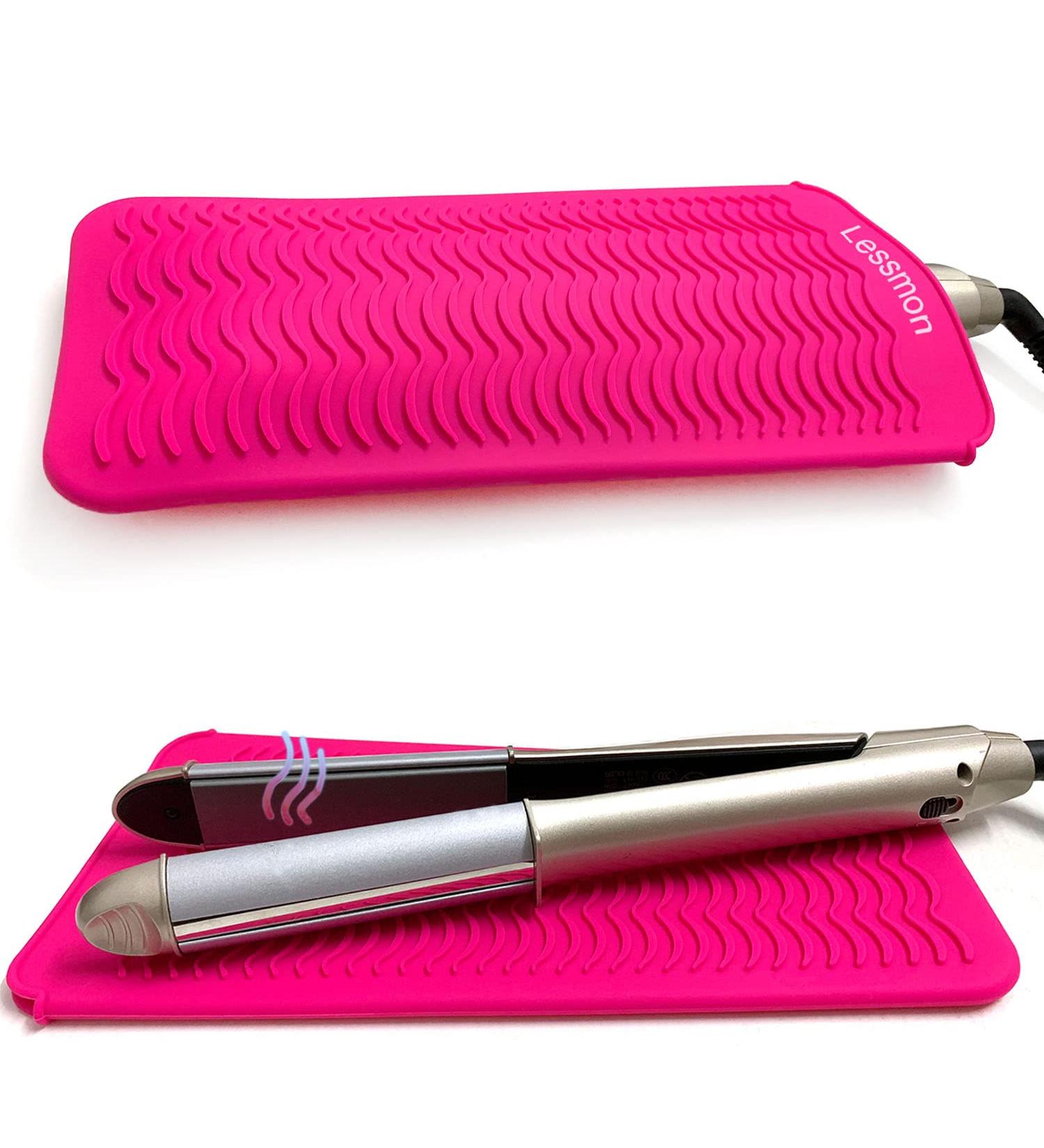 Heat-Resistant Silicone Mat Bag for Hot Hair Tools | Curly Bars & Straighteners | Pink 28.5cm x 14cm - Buy Online on GoSupps.com
