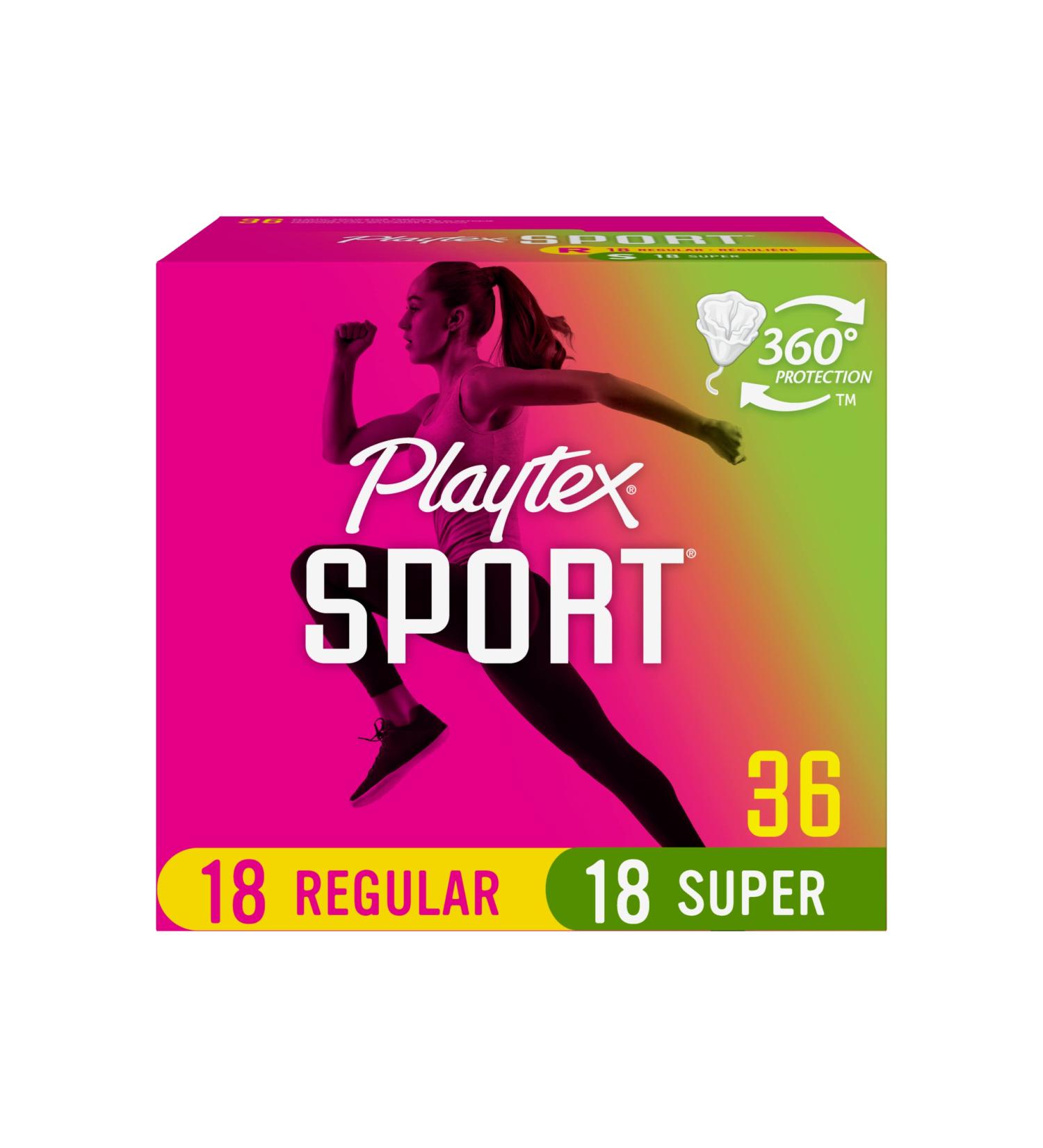 Playtex Sport Tampons Multipack - 36ct (18ct Regular/18ct Super Absorbency), Fragrance-Free - Buy Online on GoSupps.com