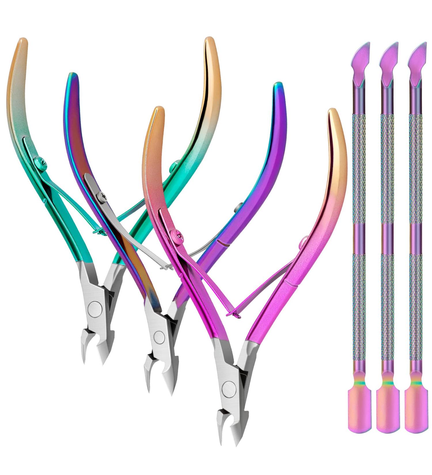 Stainless Steel Cuticle Trimmer Set - Nail Cuticle Nipper, Pusher, and Remover Cutter for Manicure Pedicure - Buy Online on GoSupps.com