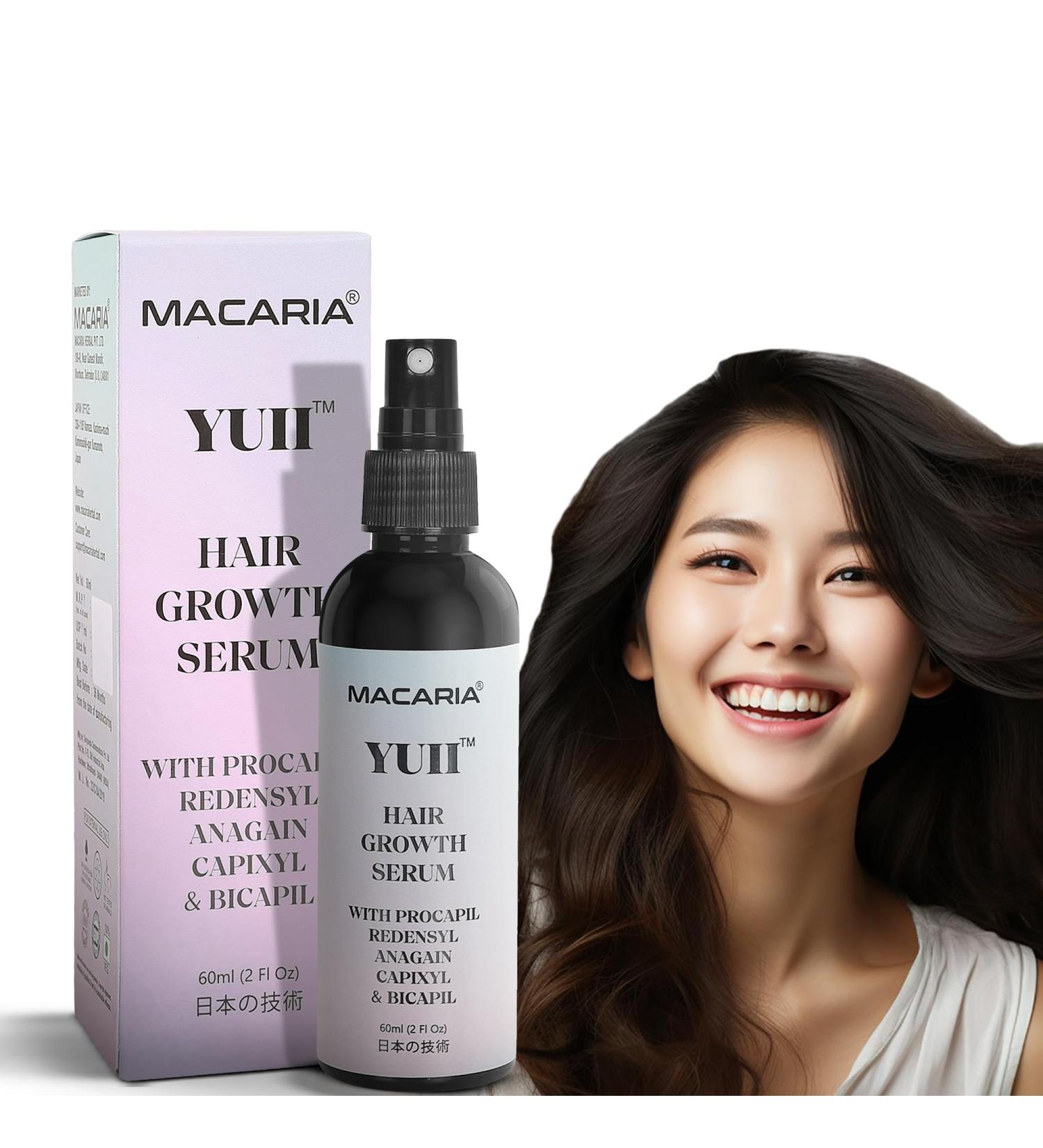 Macaria Yuii Procapil Hair Growth Serum - Reduce Hair Thinning & Loss with Redensyl Capixyl Anagain & Baicapil - Essential Vitamins & Saw Palmetto - For Men & Women - 2 Fl Oz - Buy Online on GoSupps.com