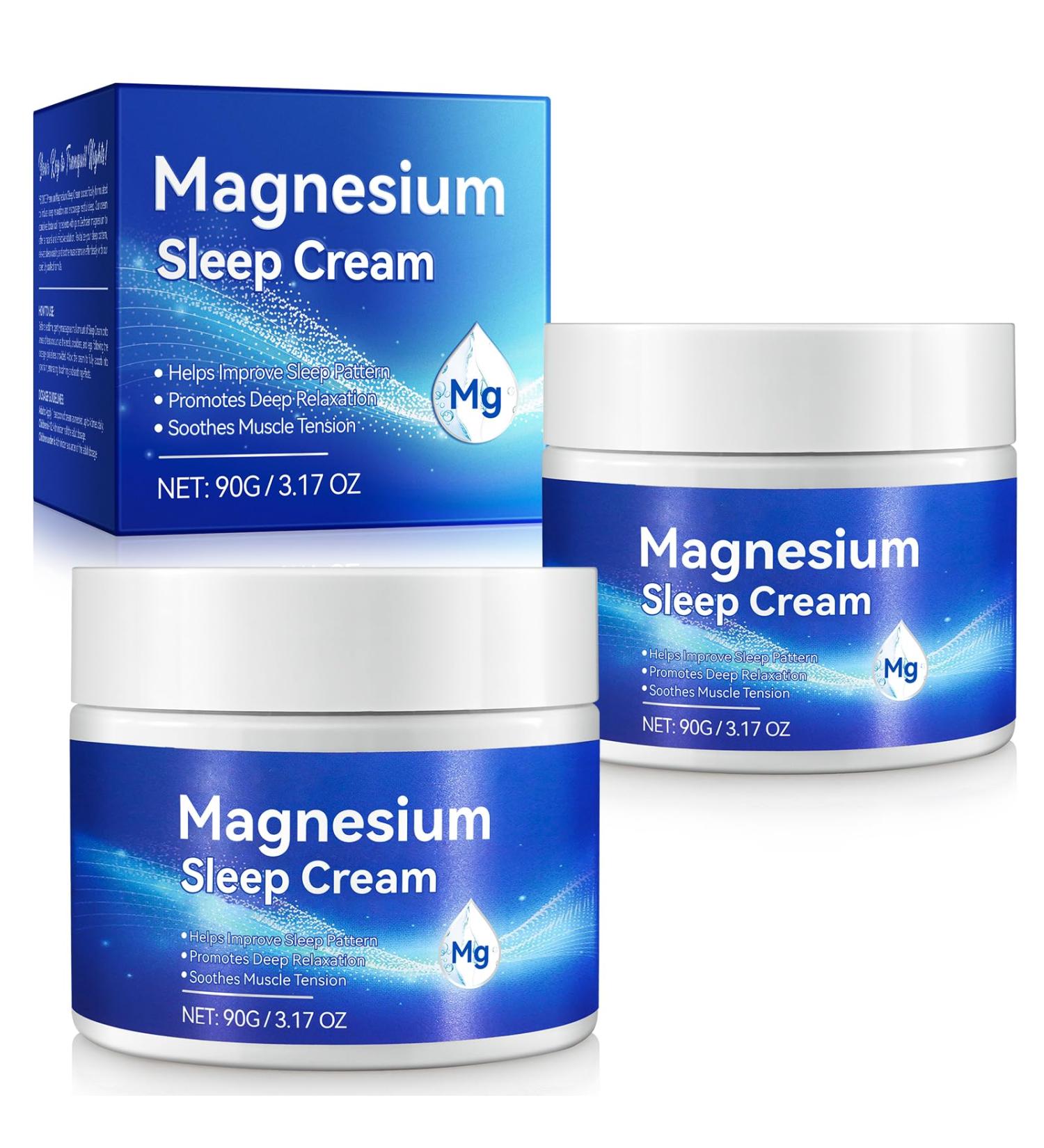 Lot de 2 cr mes de sommeil apaisantes au magn sium pour la peau les muscles et le corps soulage les jambes agit es | Relaxant musculaire pour les crampes et les douleurs soutien naturel du sommeil - Buy Online on GoSupps.com